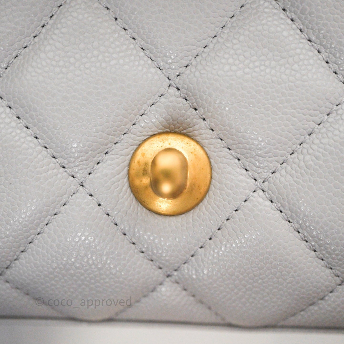 Chanel Small Chain Handle Flap Bag Grey Caviar Aged Gold Hardware 25P