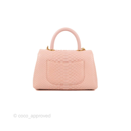 Chanel Small Coco Handle Baby Pink Python Aged Gold Hardware