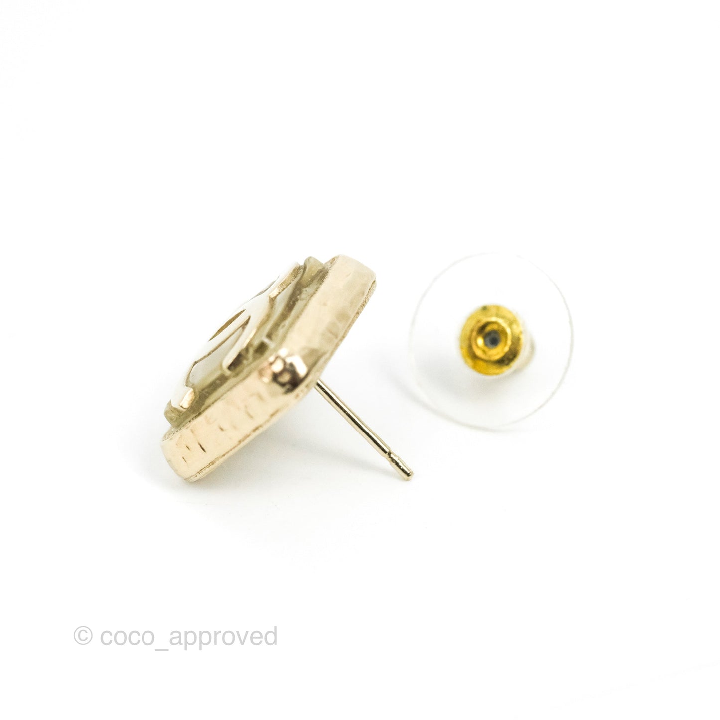 Chanel CC Square Earrings Gold Tone