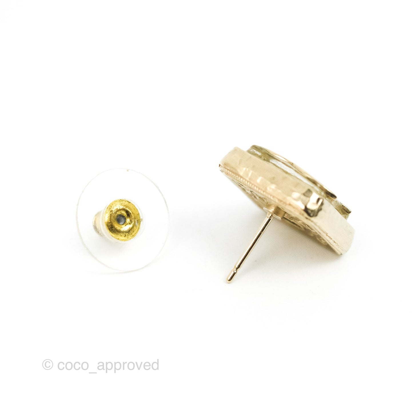 Chanel CC Square Earrings Gold Tone