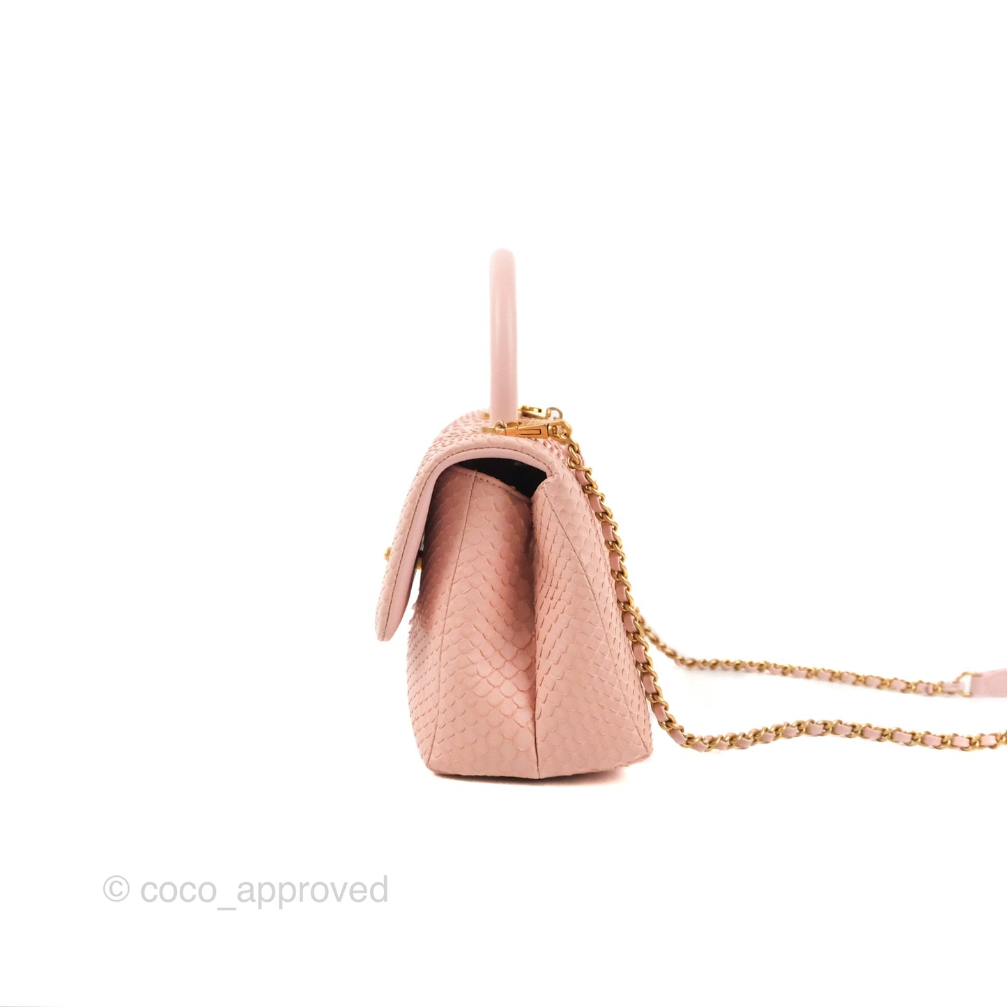 Chanel Small Coco Handle Baby Pink Python Aged Gold Hardware