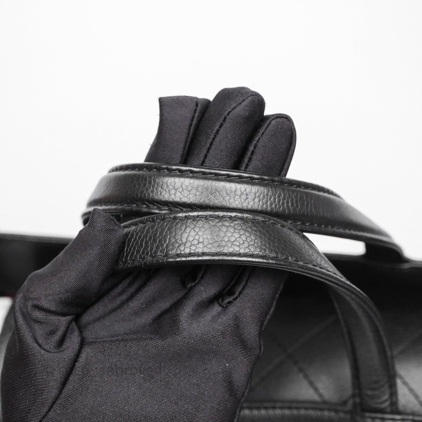 Chanel Shopping Tote Bag with Top Handle Black Caviar Ruthenium Hardware