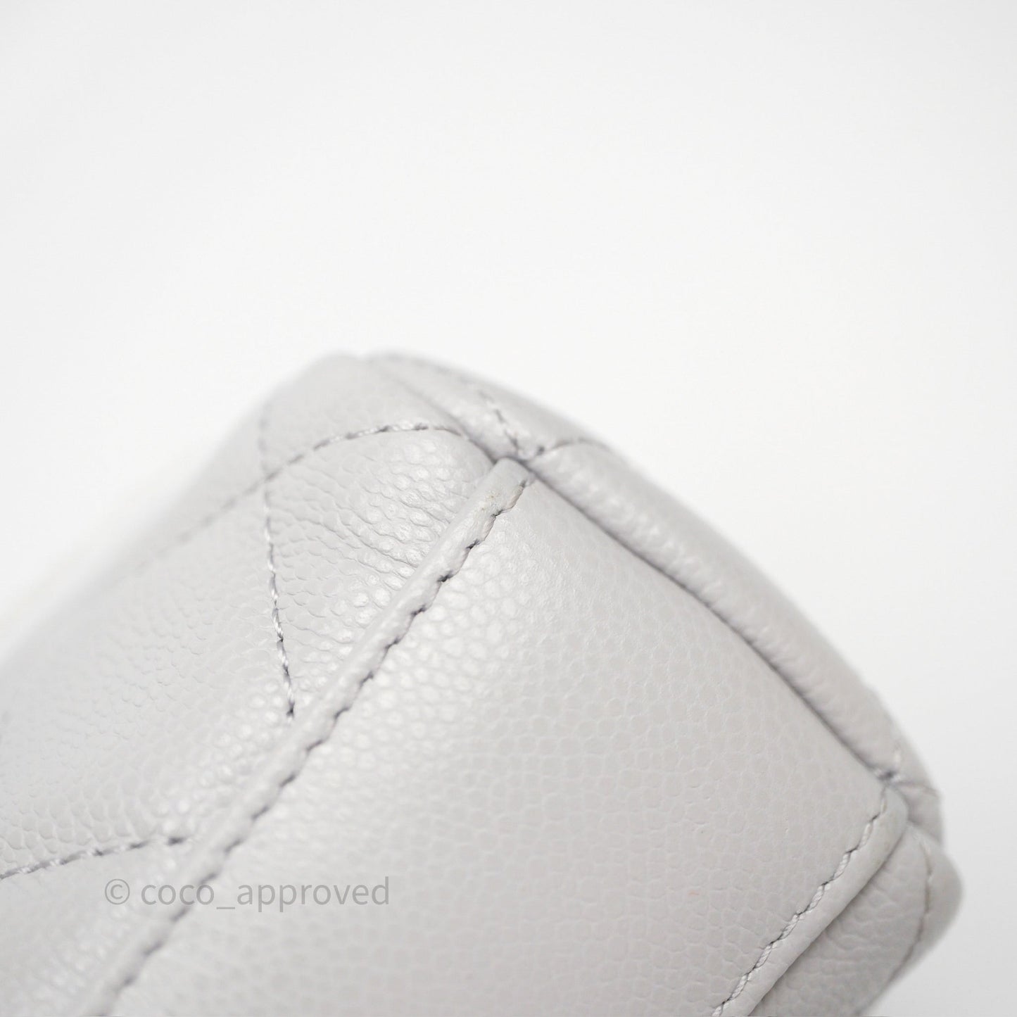 Chanel Small Chain Handle Flap Bag Grey Caviar Aged Gold Hardware 25P