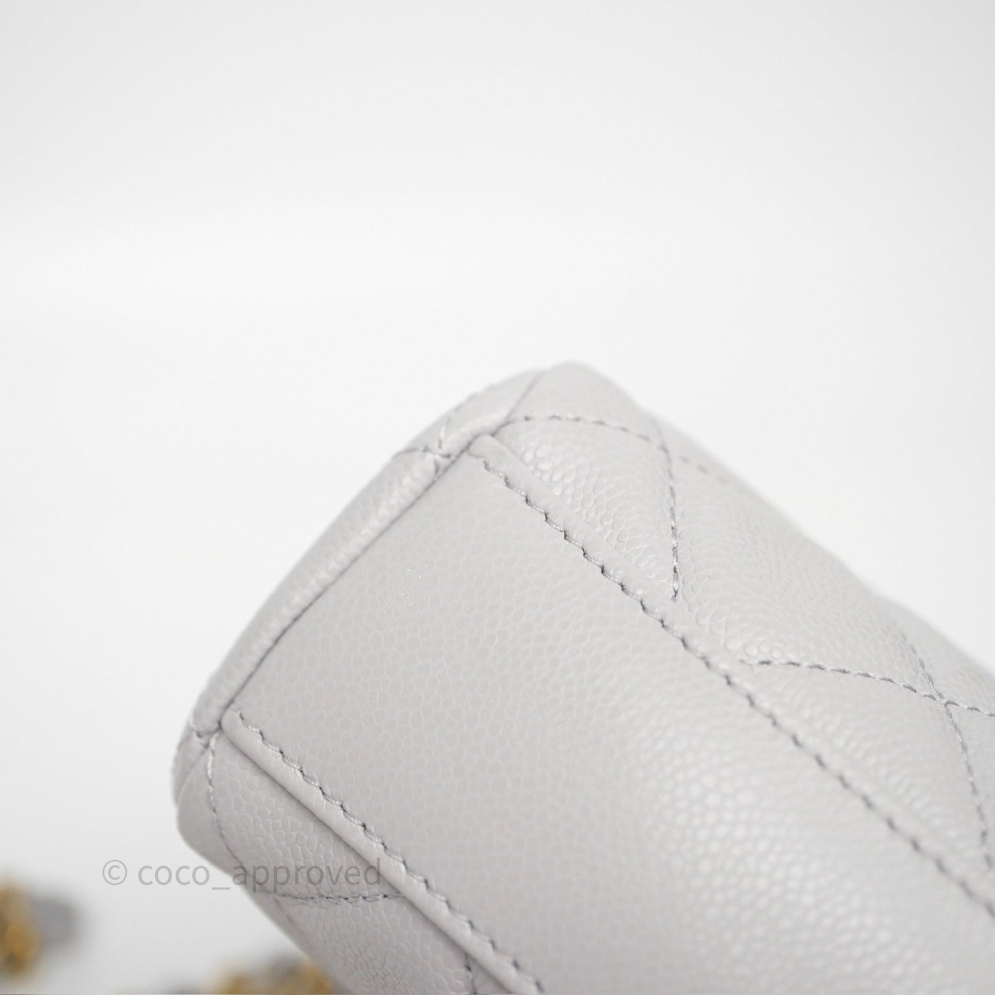 Chanel Small Chain Handle Flap Bag Grey Caviar Aged Gold Hardware 25P