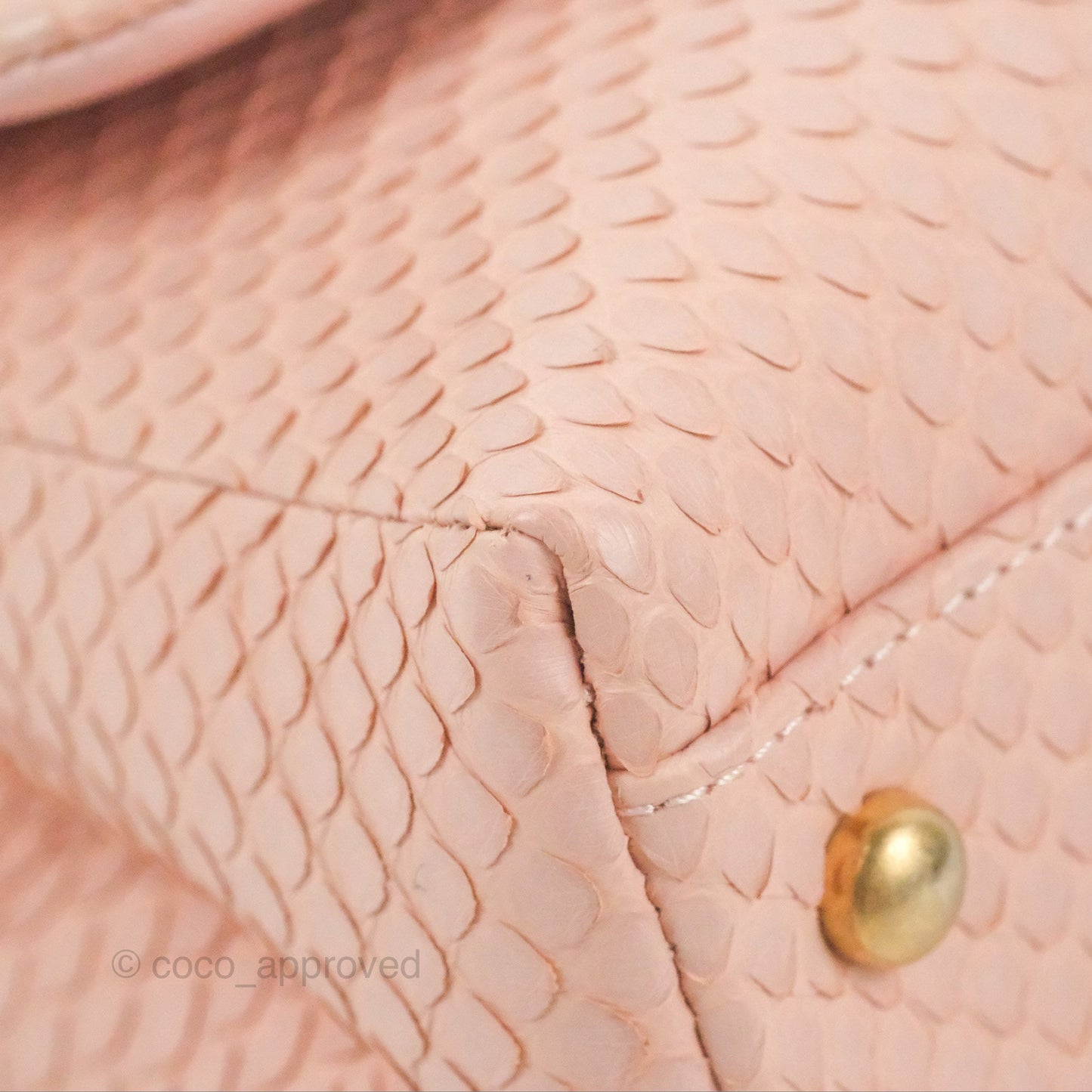 Chanel Small Coco Handle Baby Pink Python Aged Gold Hardware