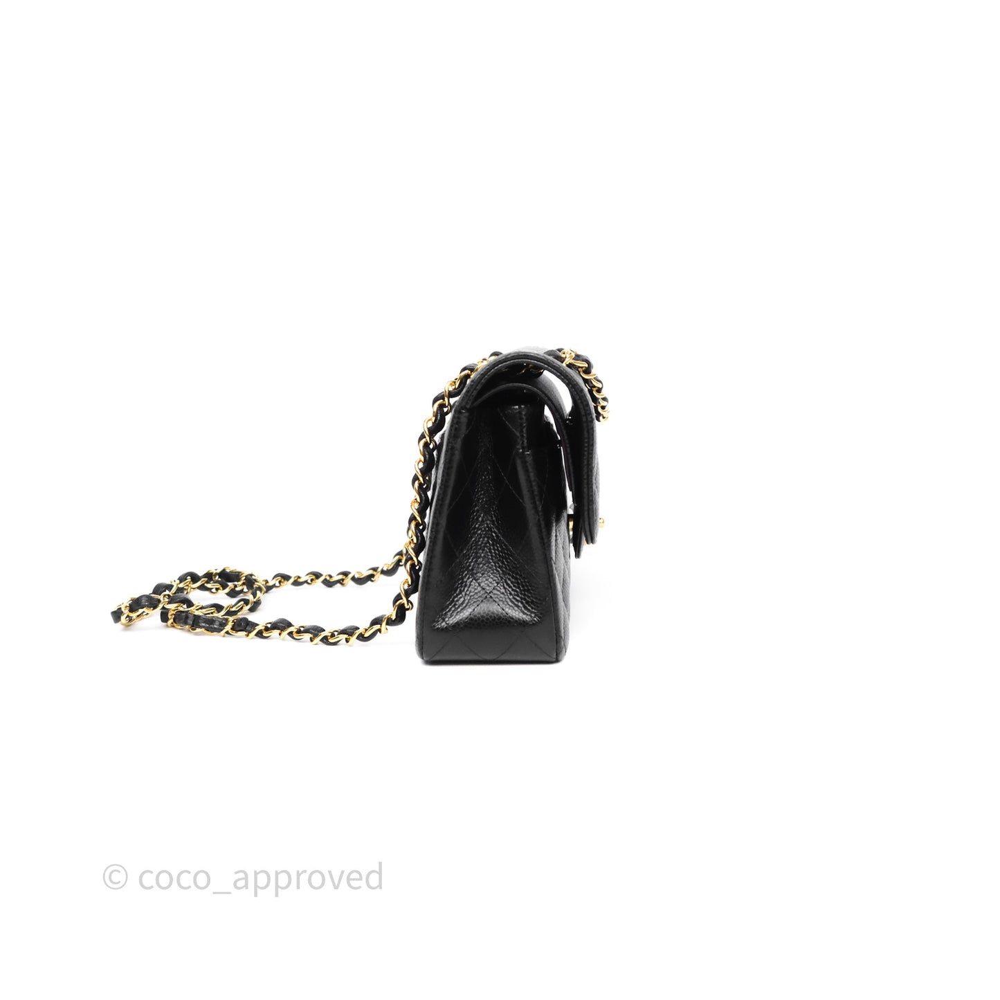 Chanel Small Classic Flap Quilted Black Caviar Gold Hardware