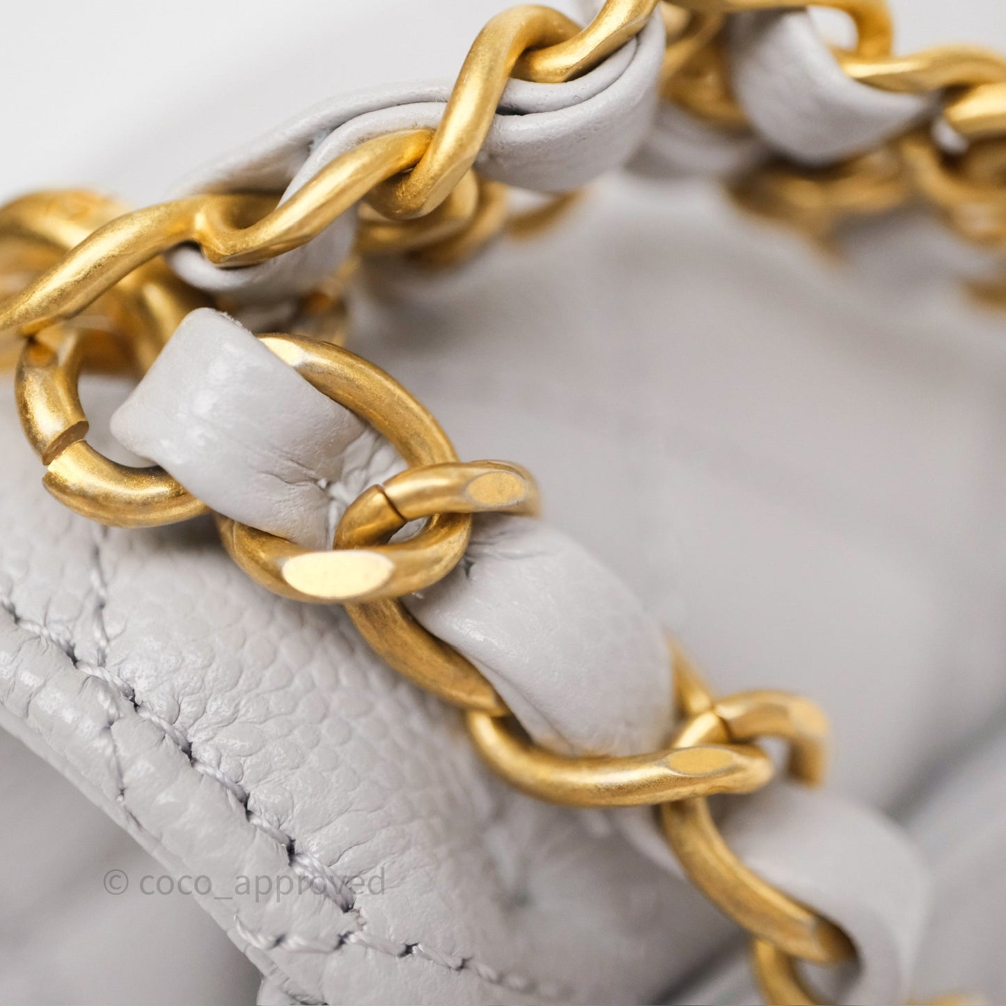 Chanel Small Chain Handle Flap Bag Grey Caviar Aged Gold Hardware 25P