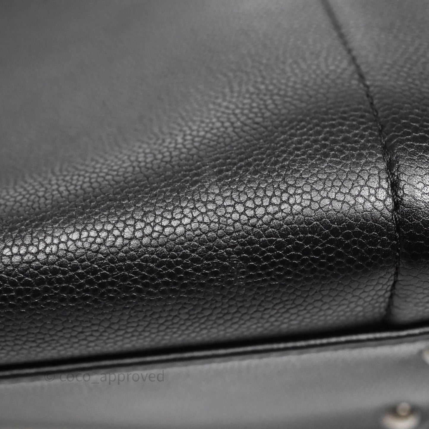 Chanel Shopping Tote Bag with Top Handle Black Caviar Ruthenium Hardware