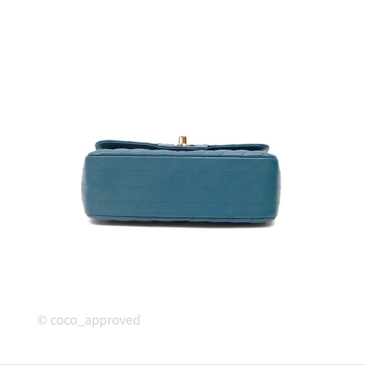 Chanel Mini Rectangular Chevron Caviar Flap Bag Green Gold Hardware