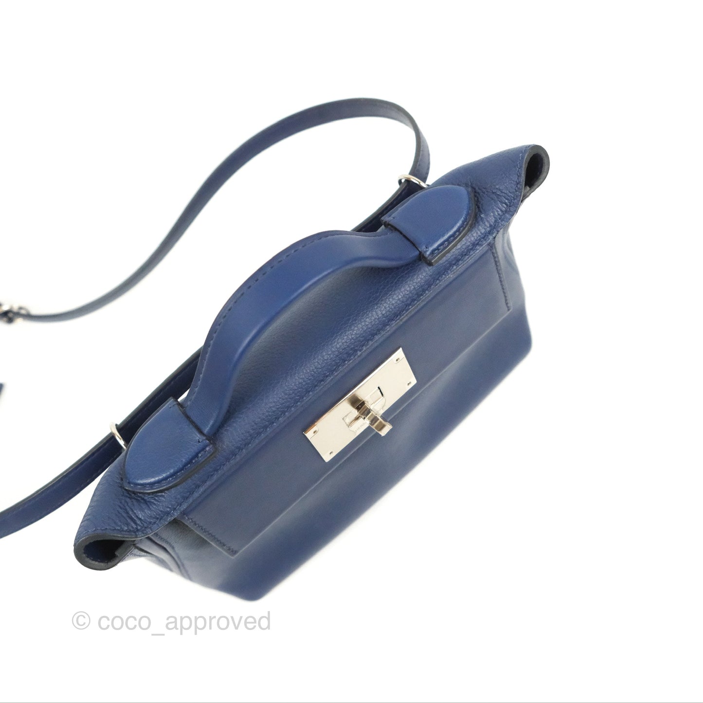 Hermès 24/24 21 Mini Bleu Saphir Evercolor/Swift Palladium Hardware