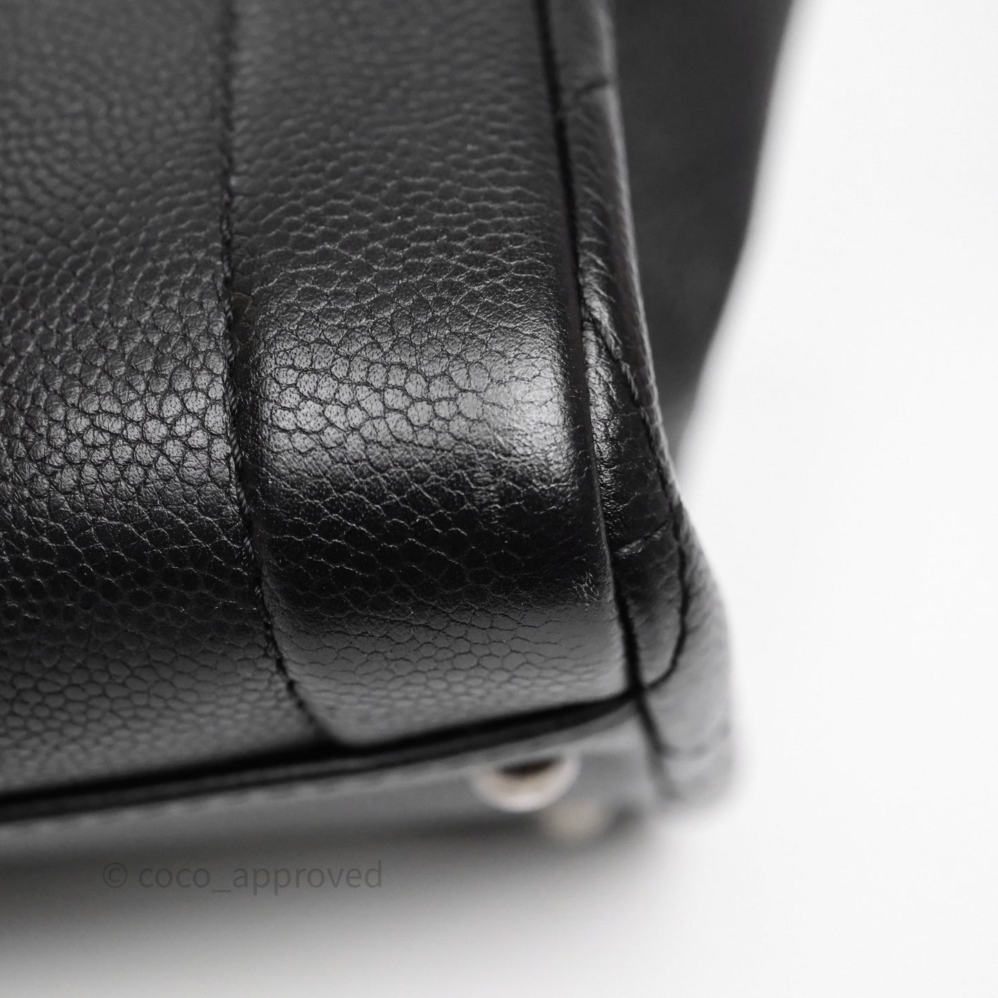 Chanel Shopping Tote Bag with Top Handle Black Caviar Ruthenium Hardware