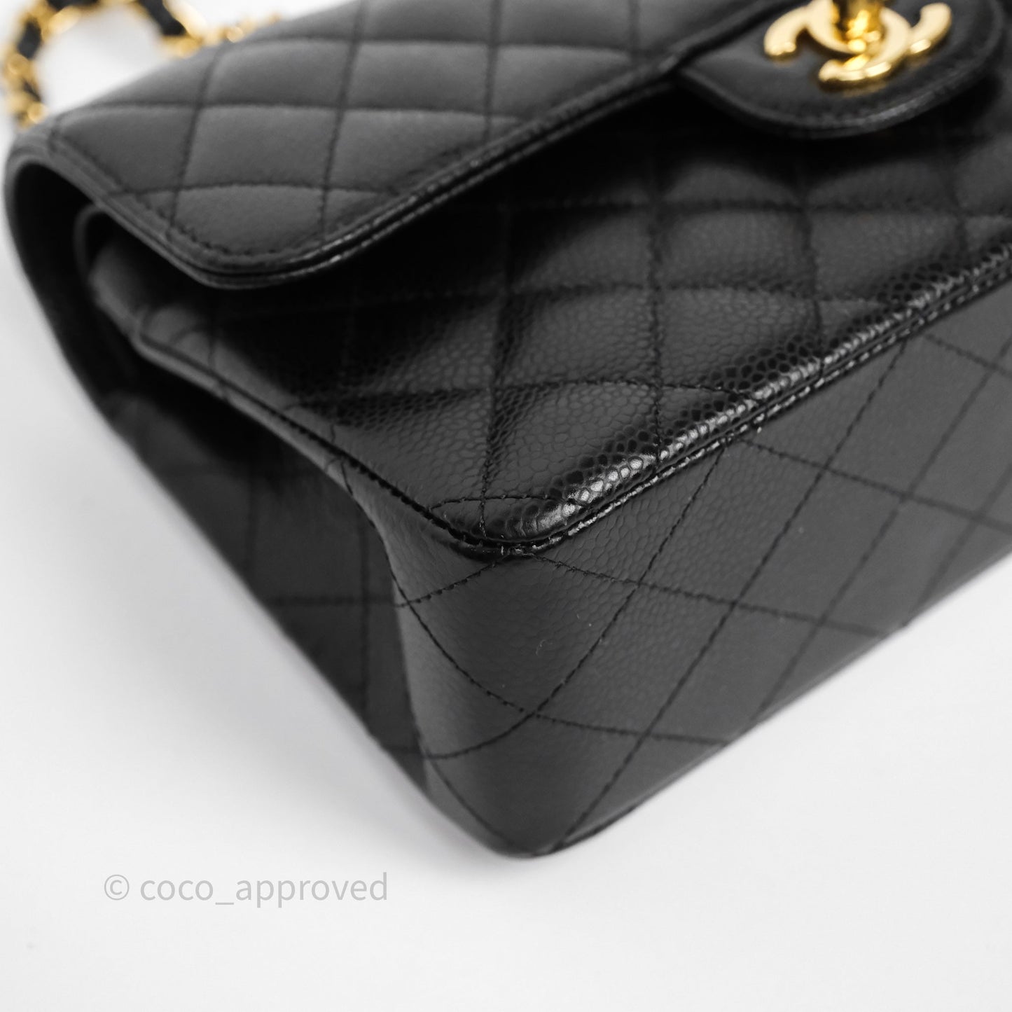 Chanel Small Classic Flap Quilted Black Caviar Gold Hardware