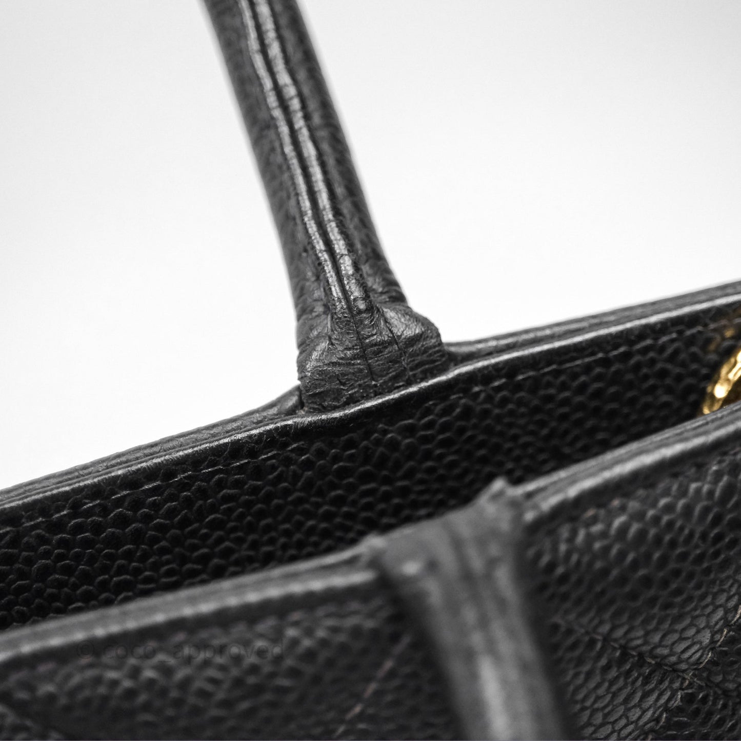 Chanel Vintage Medallion CC Black Caviar Tote Bag Gold Hardware