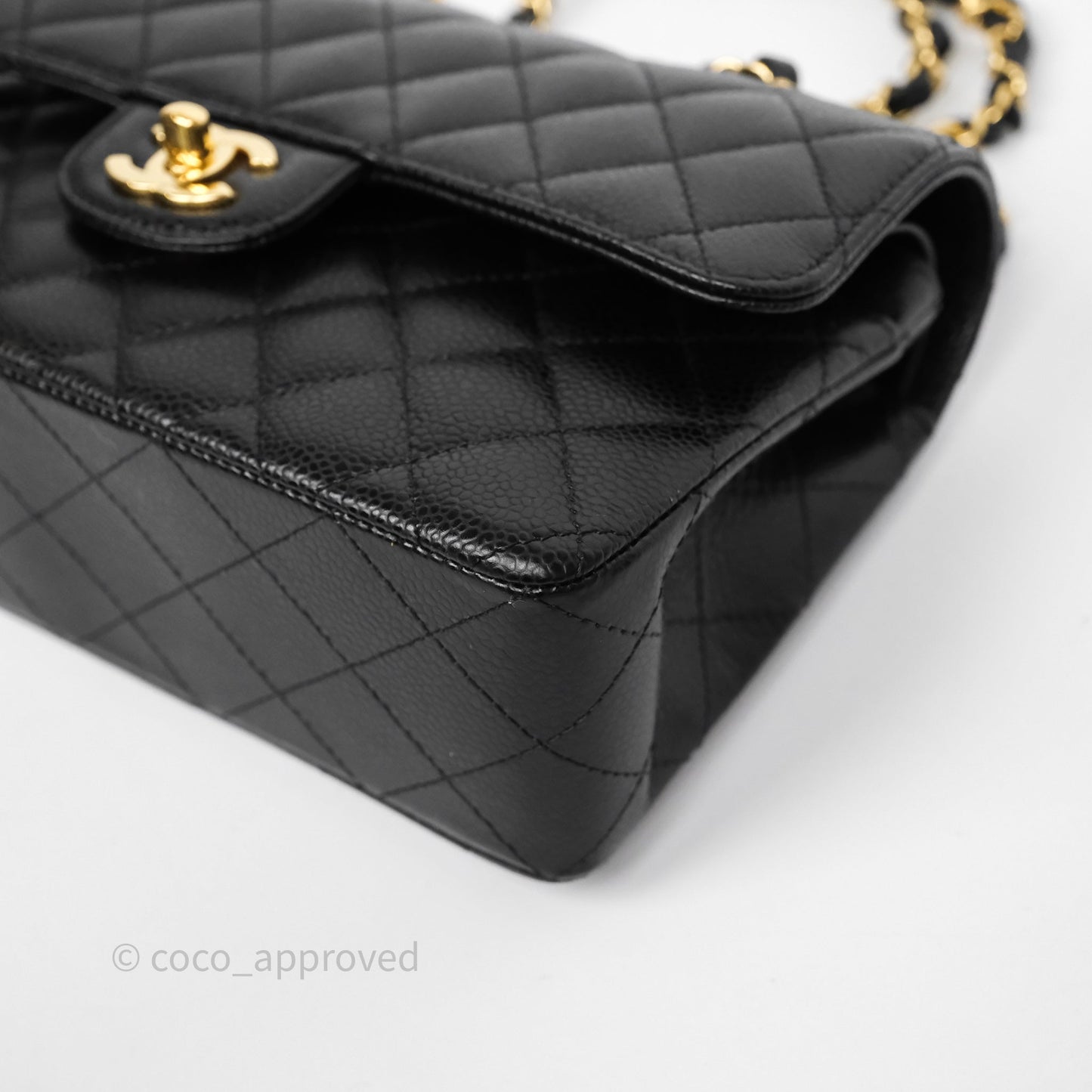 Chanel Small Classic Flap Quilted Black Caviar Gold Hardware