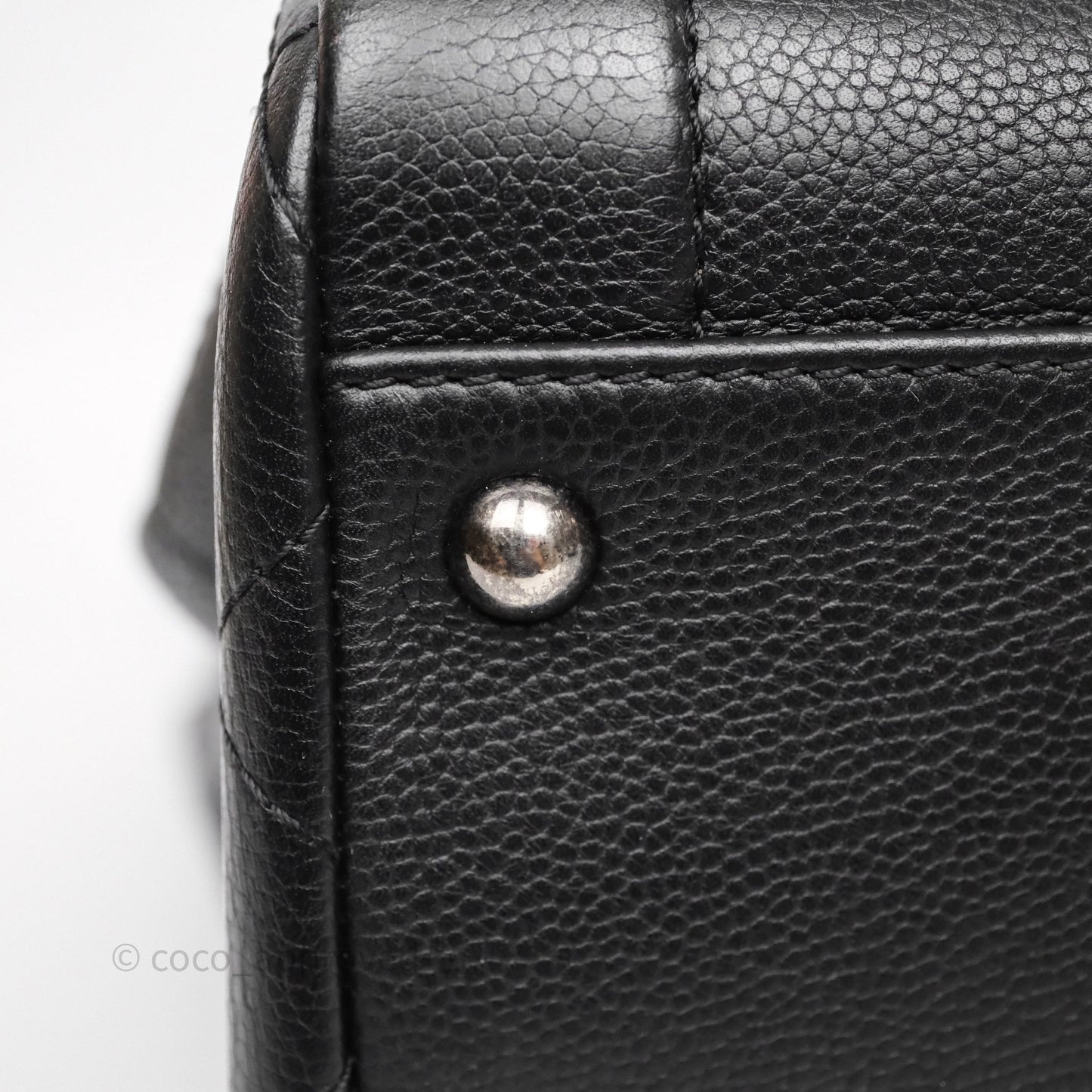 Chanel Shopping Tote Bag with Top Handle Black Caviar Ruthenium Hardware