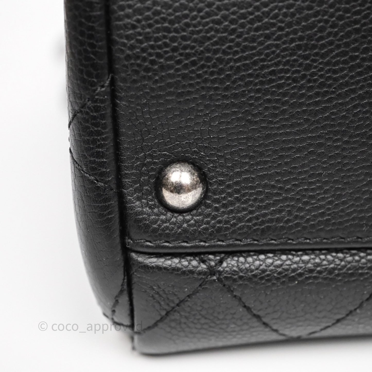 Chanel Shopping Tote Bag with Top Handle Black Caviar Ruthenium Hardware
