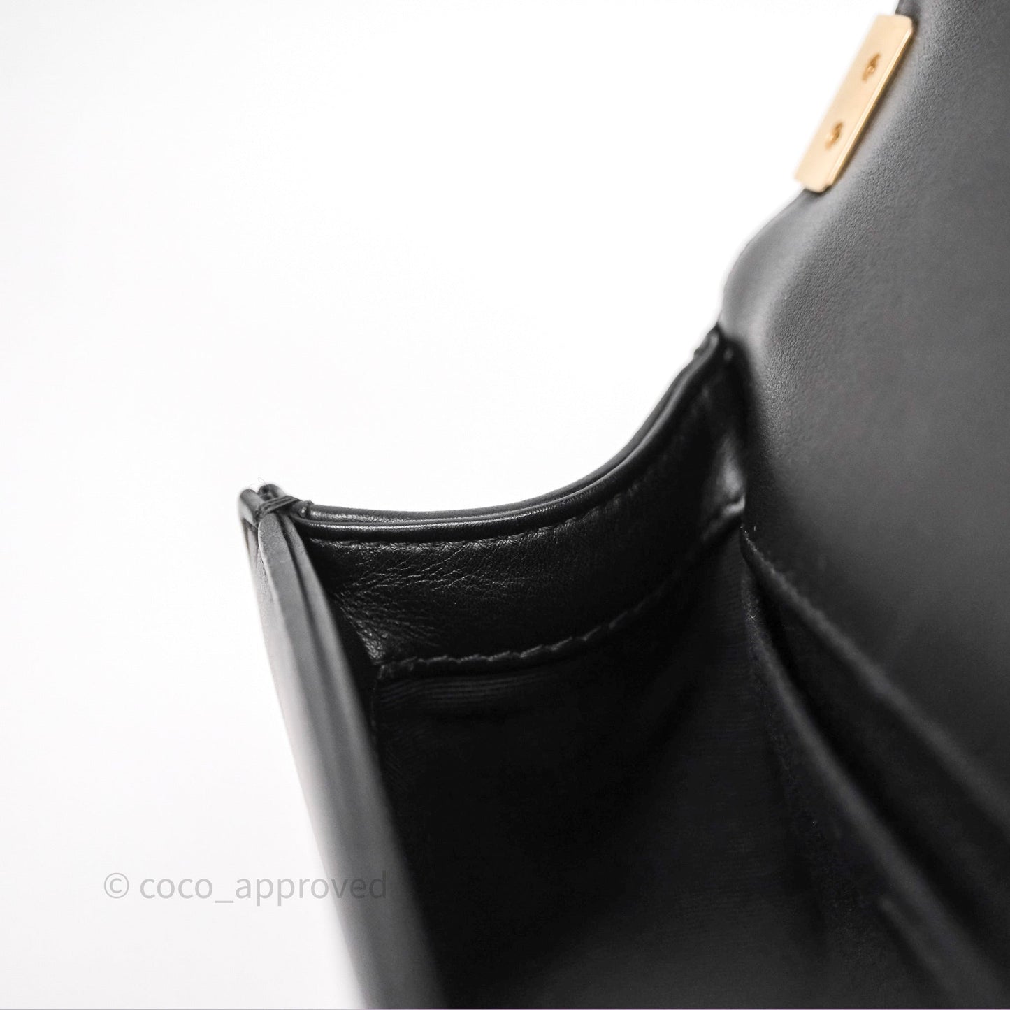 Chanel Small Boy Quilted Black Calfskin Aged Gold Hardware