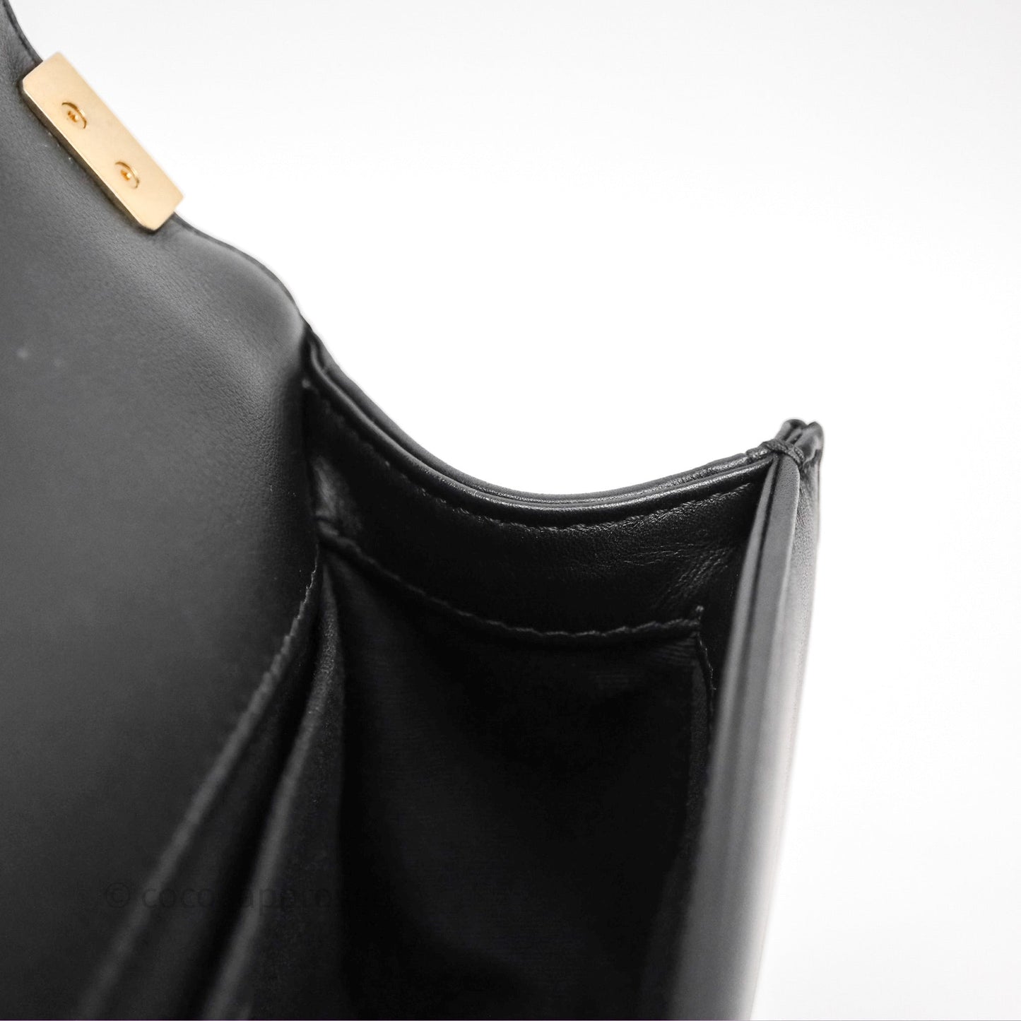 Chanel Small Boy Quilted Black Calfskin Aged Gold Hardware
