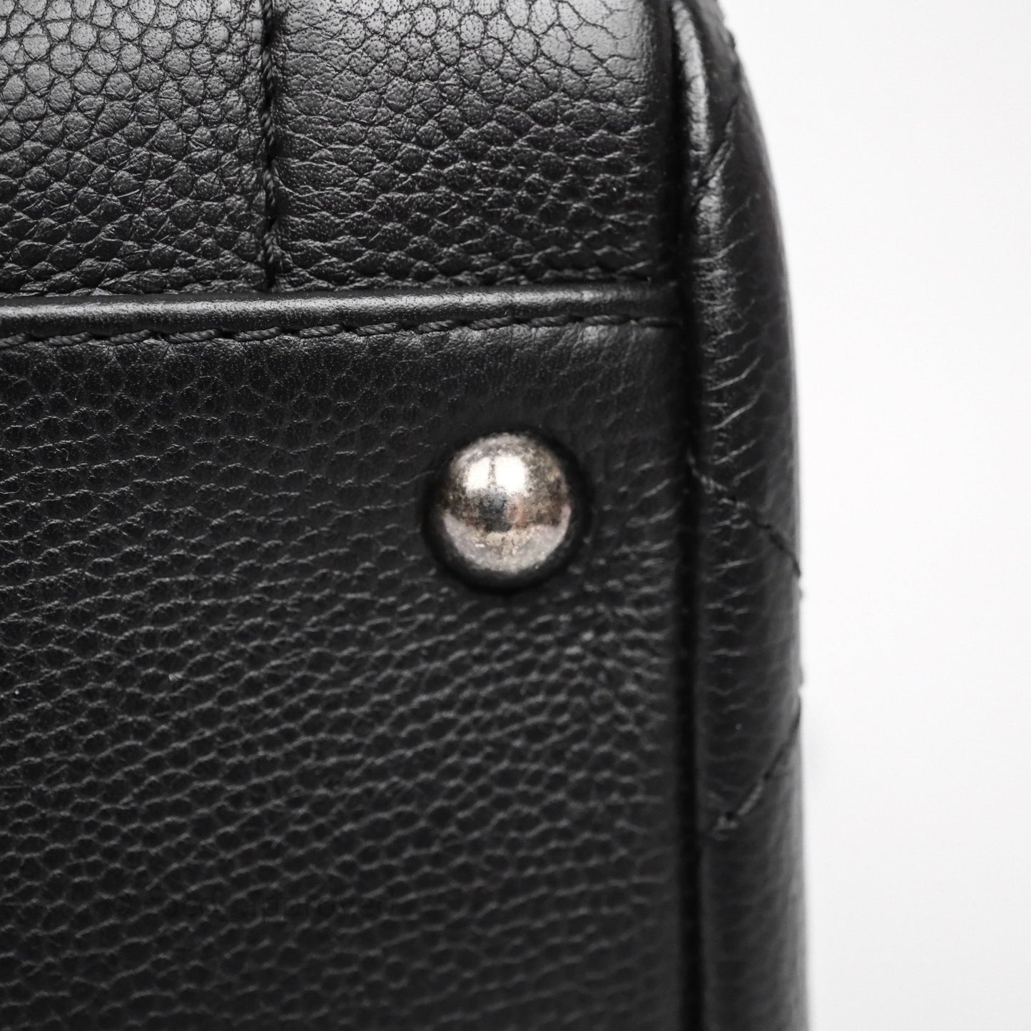 Chanel Shopping Tote Bag with Top Handle Black Caviar Ruthenium Hardware