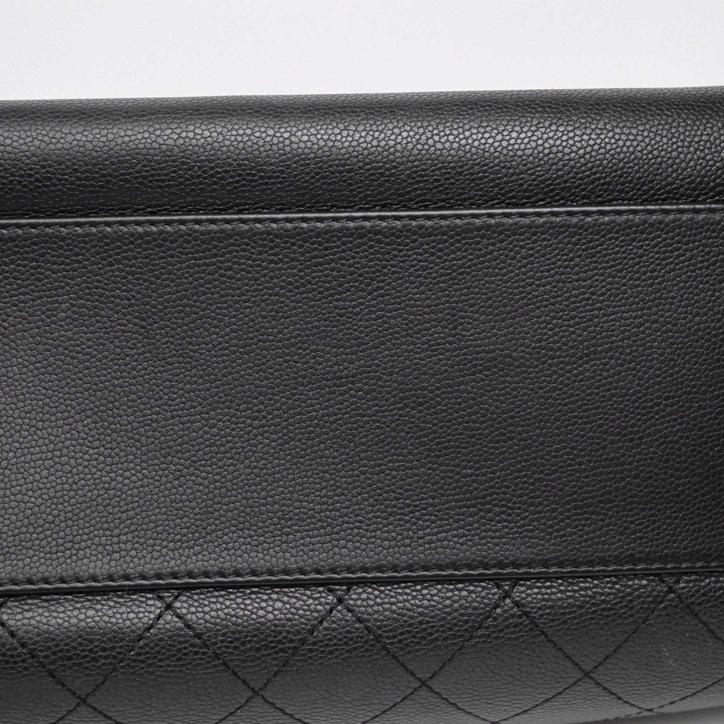 Chanel Shopping Tote Bag with Top Handle Black Caviar Ruthenium Hardware