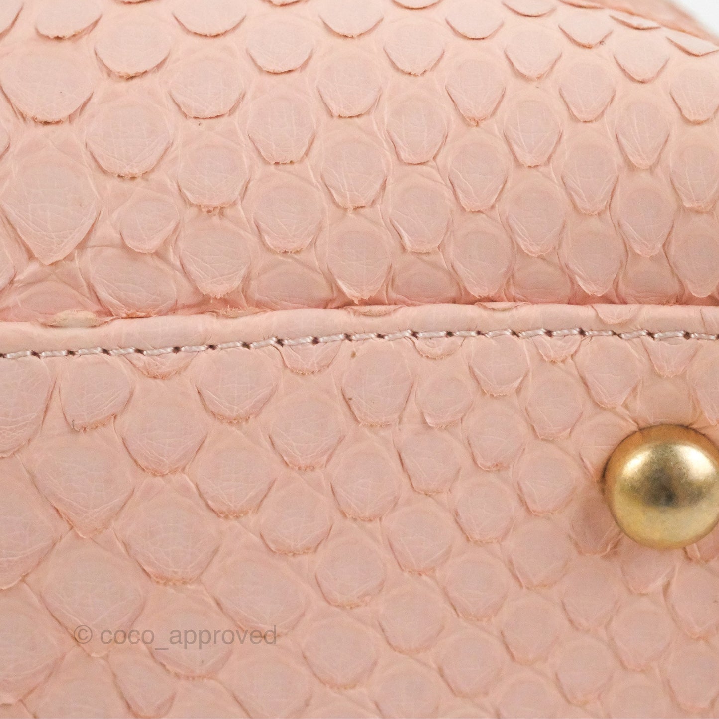 Chanel Small Coco Handle Baby Pink Python Aged Gold Hardware