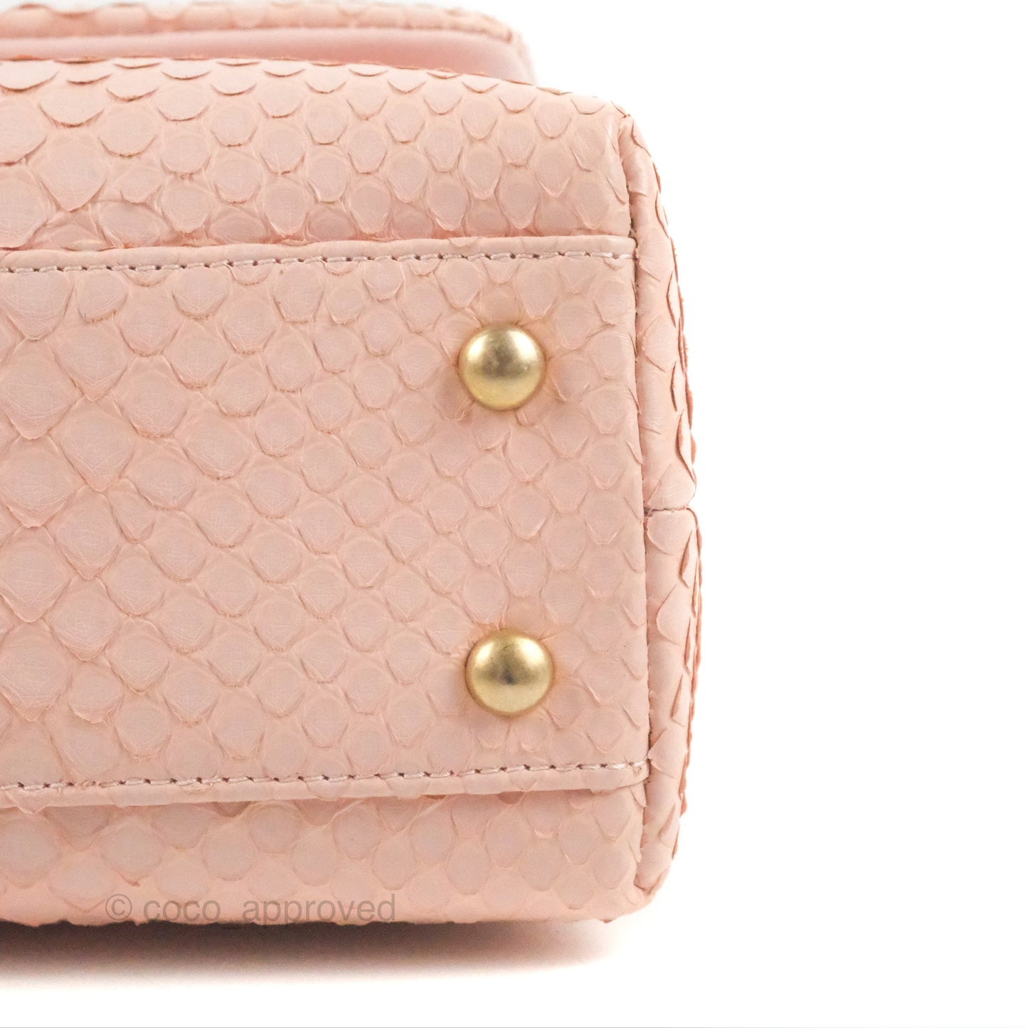 Chanel Small Coco Handle Baby Pink Python Aged Gold Hardware