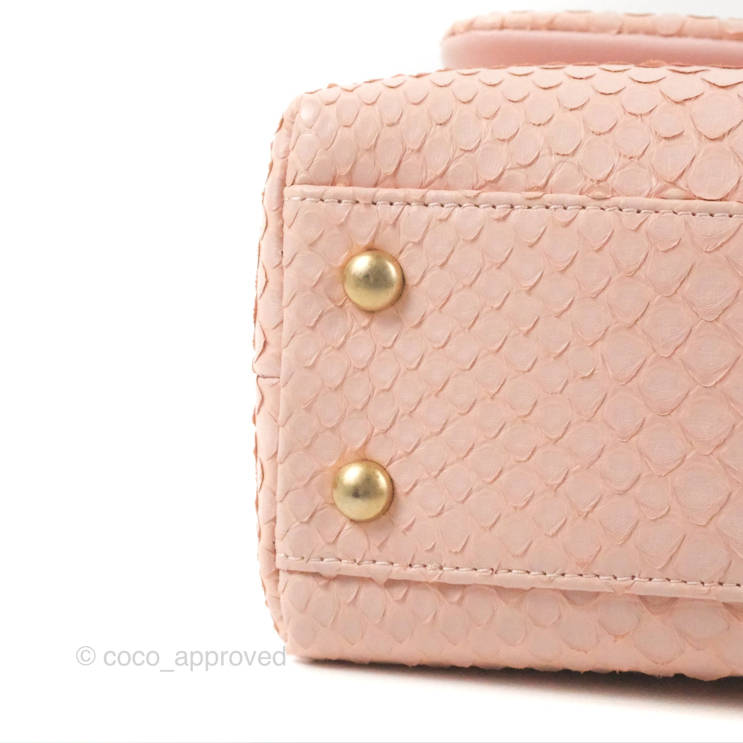Chanel Small Coco Handle Baby Pink Python Aged Gold Hardware