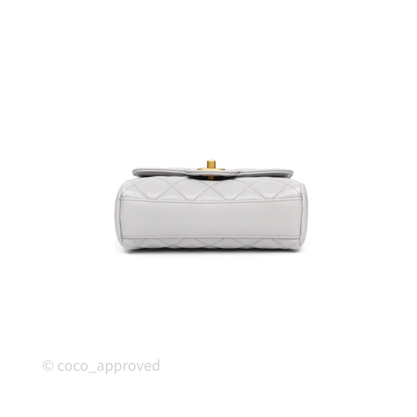 Chanel Small Chain Handle Flap Bag Grey Caviar Aged Gold Hardware 25P