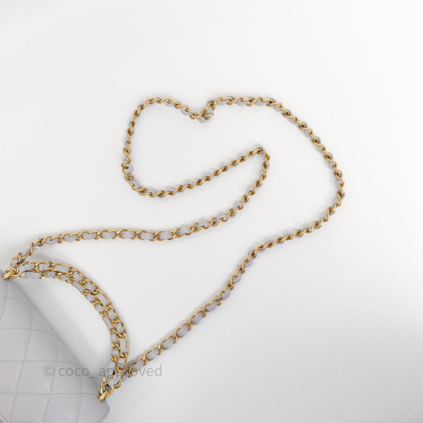 Chanel Small Chain Handle Flap Bag Grey Caviar Aged Gold Hardware 25P