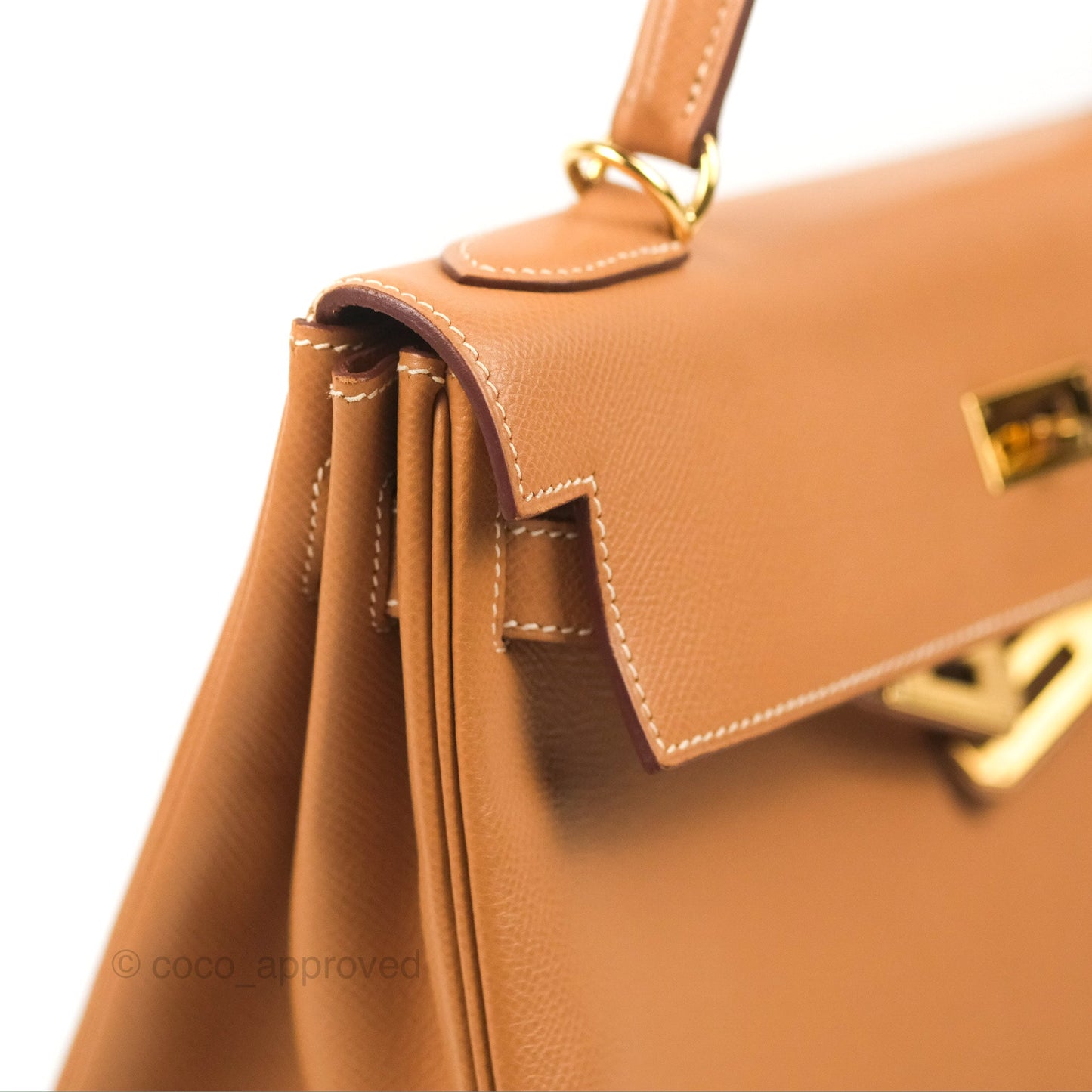 Hermès Kelly 32 Retourne Natural Epsom Gold Hardware