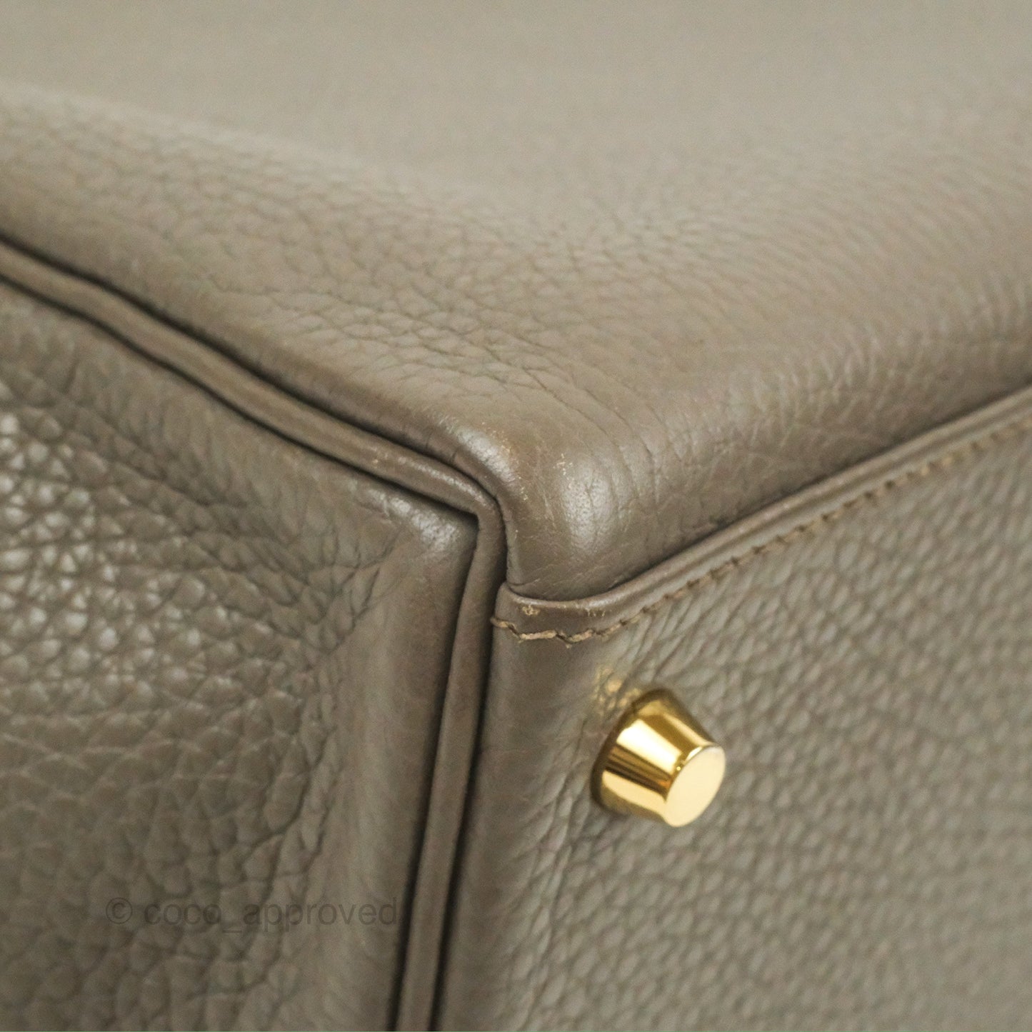 Hermès Kelly 35 Retourne Etain Clemence Gold Hardware