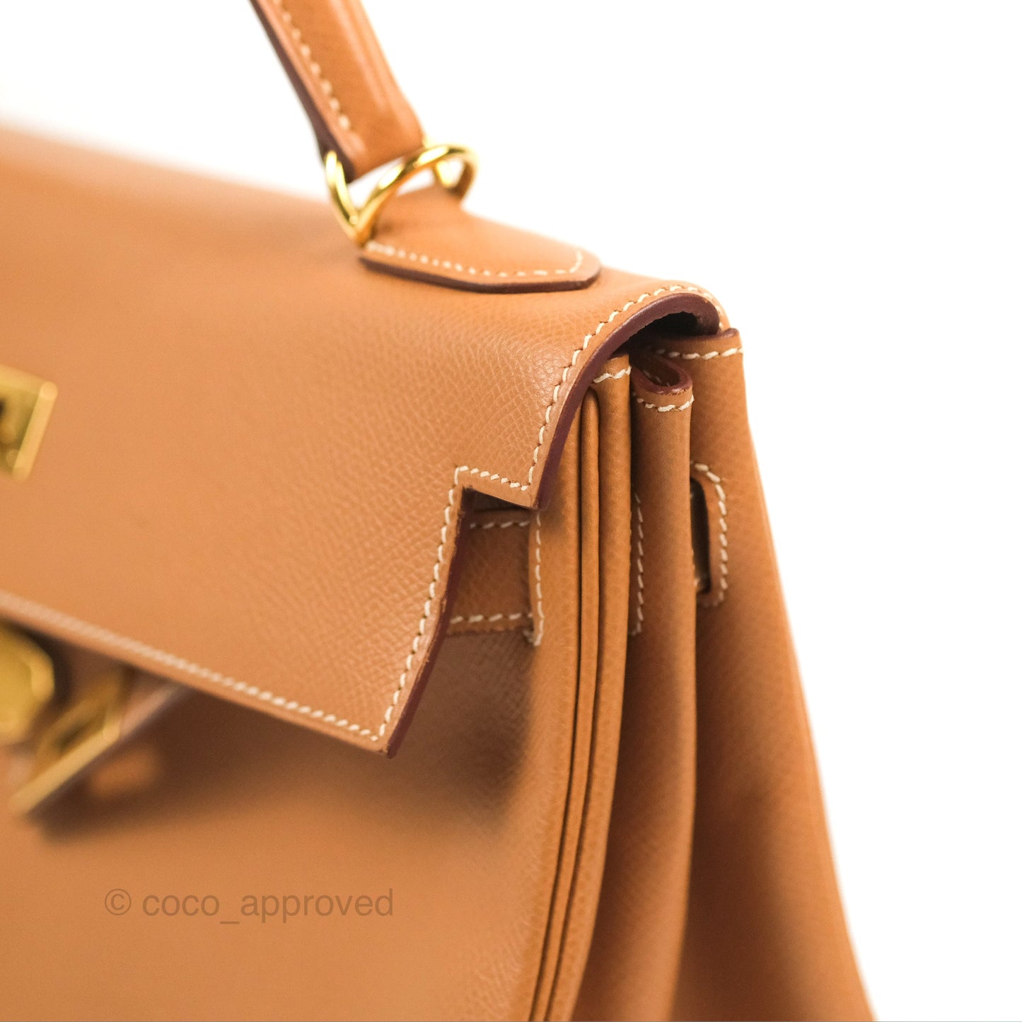 Hermès Kelly 32 Retourne Natural Epsom Gold Hardware