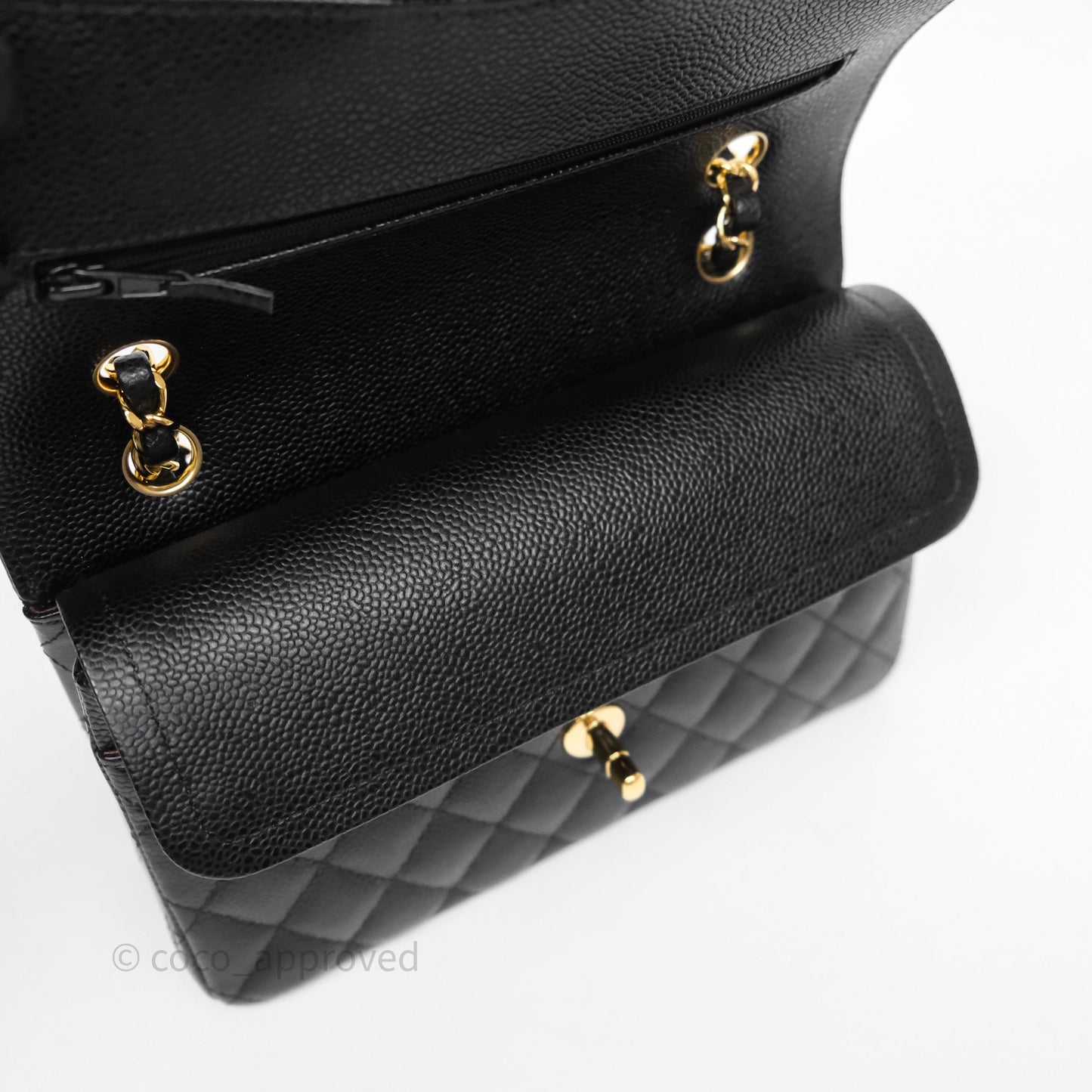 Chanel Small Classic Flap Quilted Black Caviar Gold Hardware