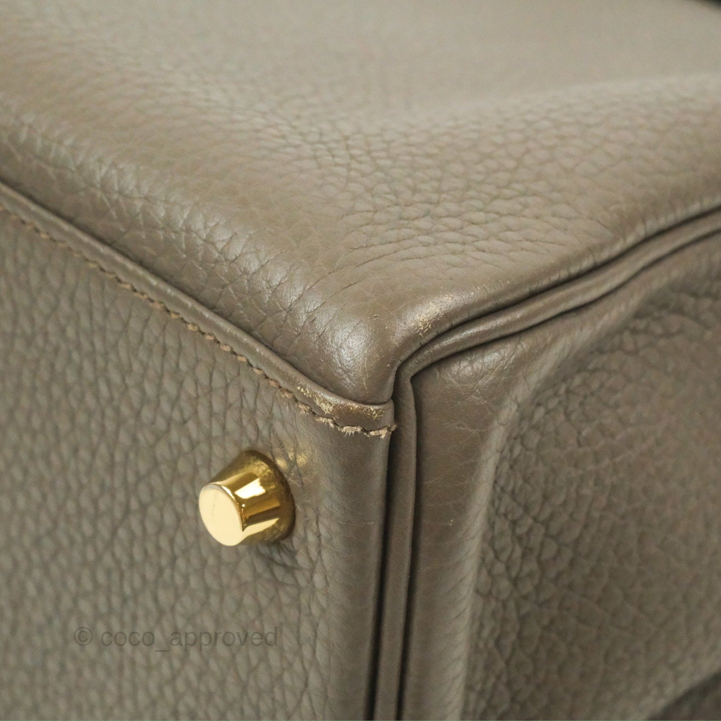 Hermès Kelly 35 Retourne Etain Clemence Gold Hardware