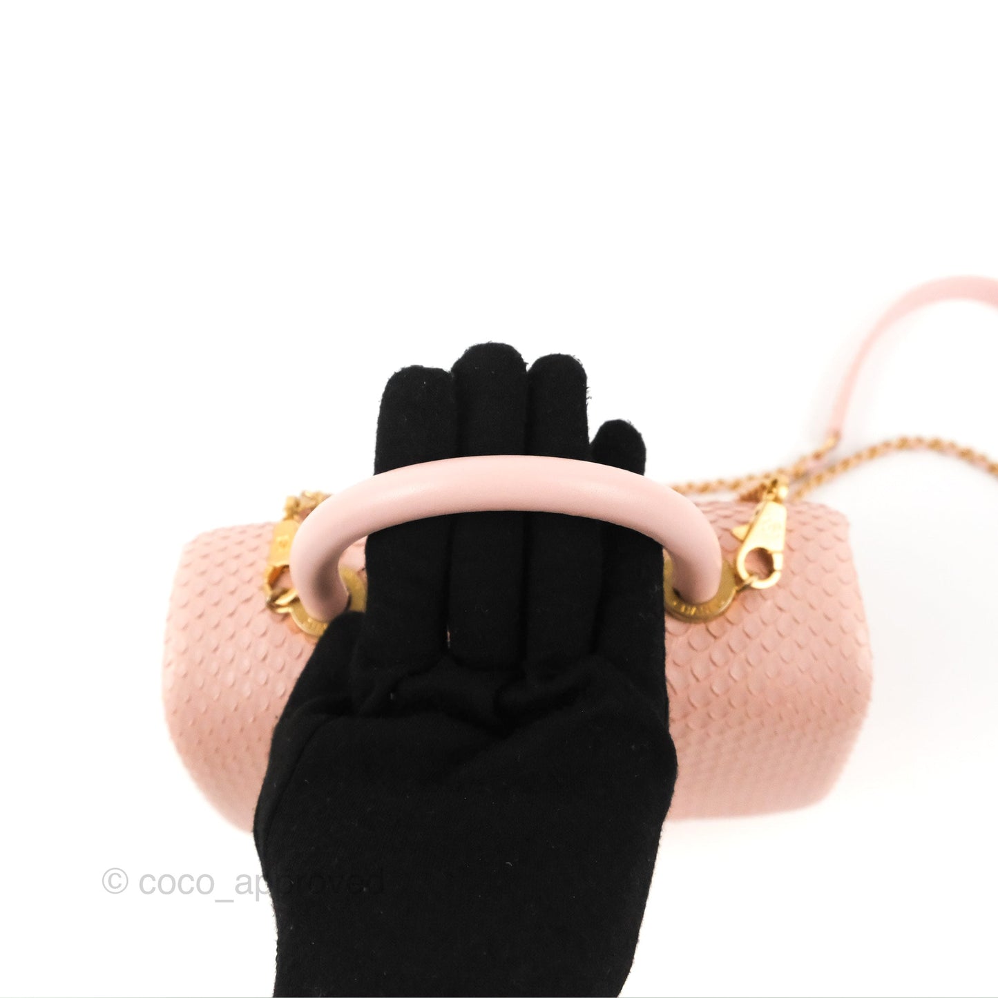 Chanel Small Coco Handle Baby Pink Python Aged Gold Hardware