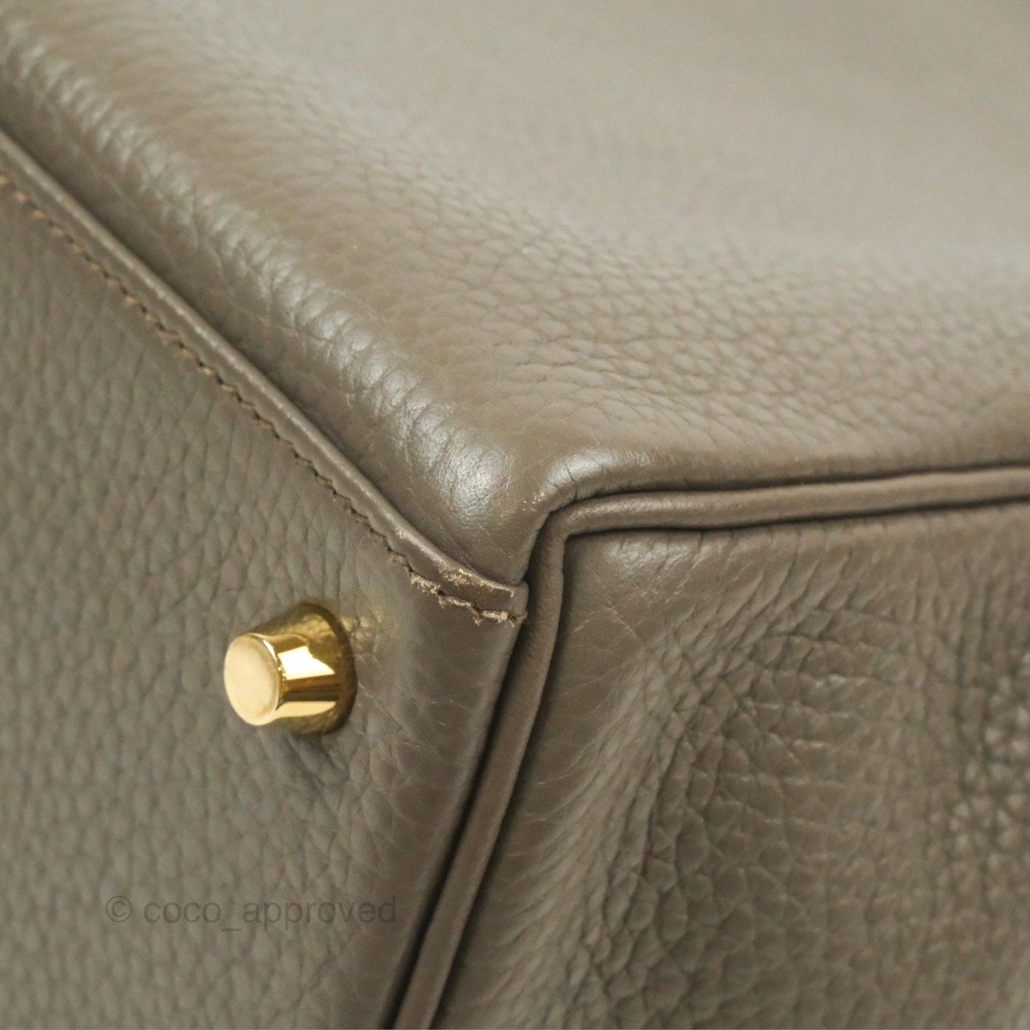Hermès Kelly 35 Retourne Etain Clemence Gold Hardware