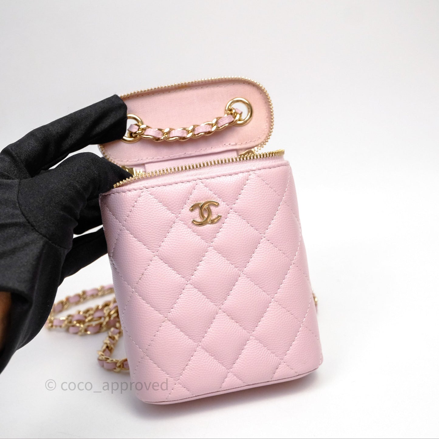 Chanel Mini Vanity With Chain Pink Caviar Gold Hardware