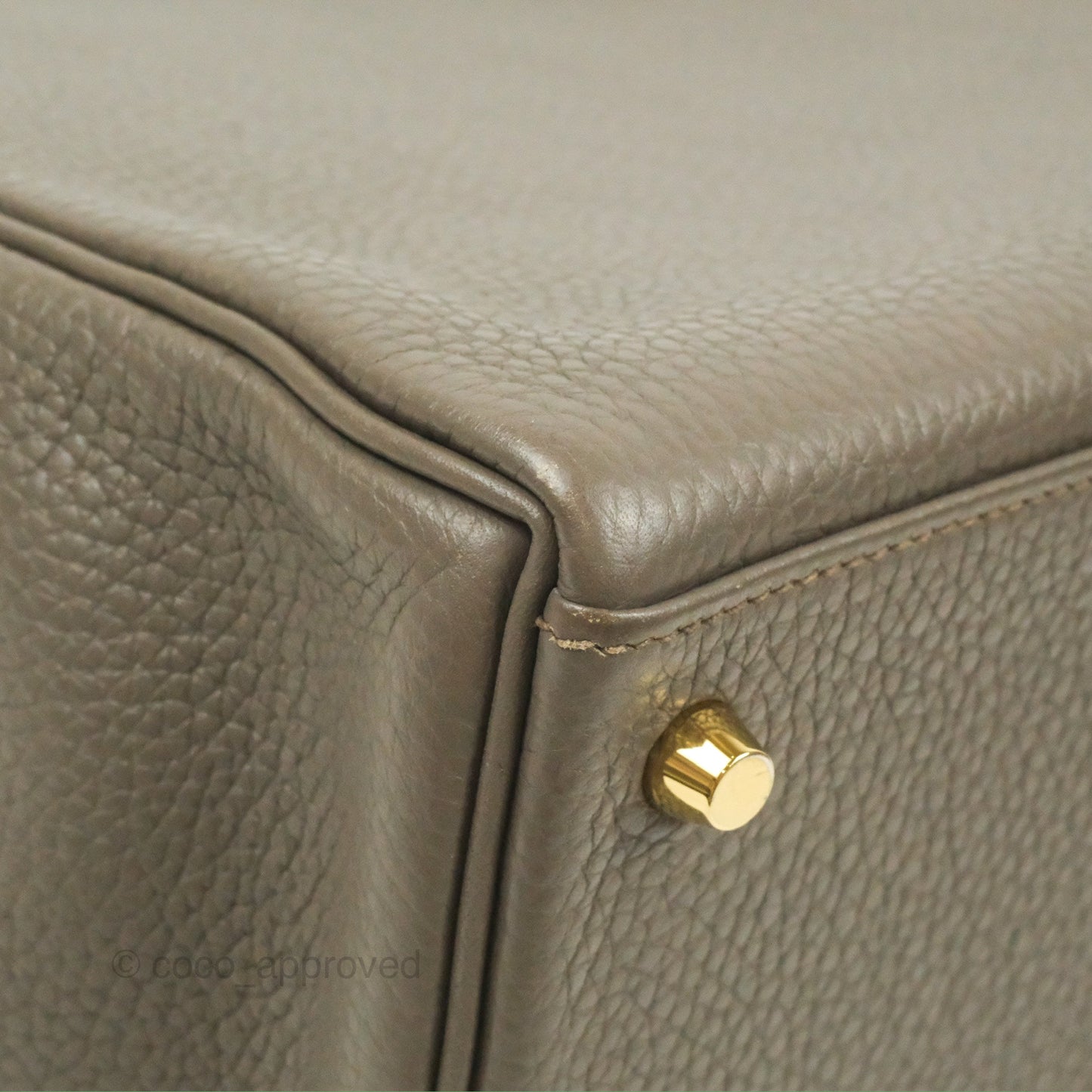 Hermès Kelly 35 Retourne Etain Clemence Gold Hardware
