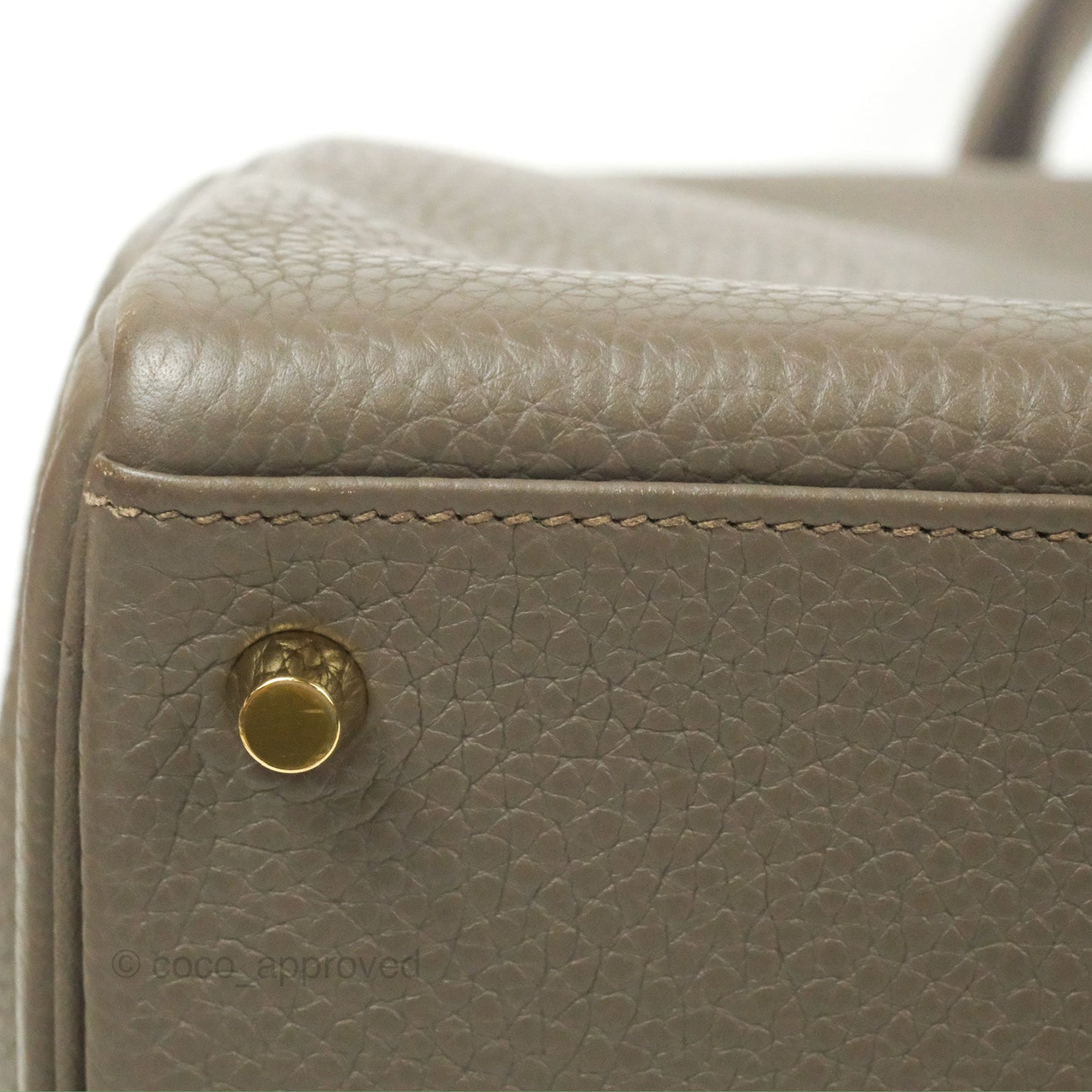 Hermès Kelly 35 Retourne Etain Clemence Gold Hardware