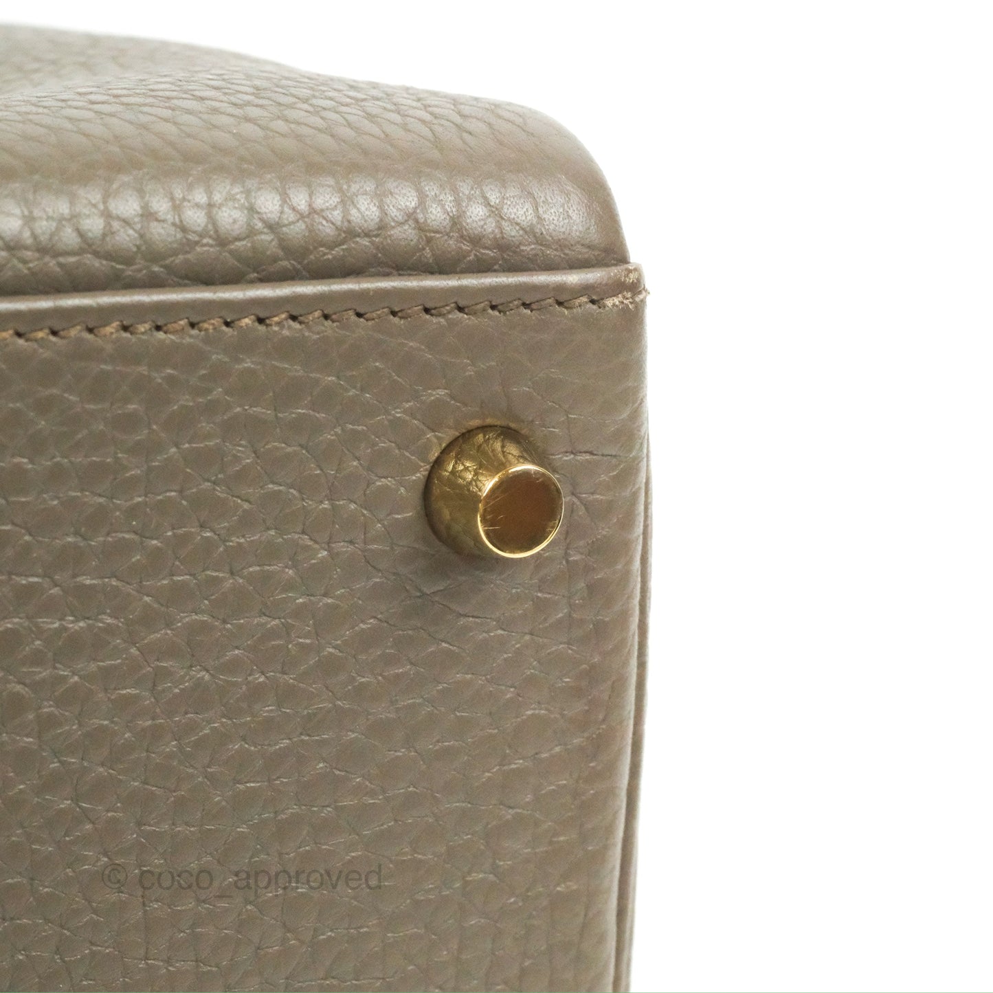 Hermès Kelly 35 Retourne Etain Clemence Gold Hardware