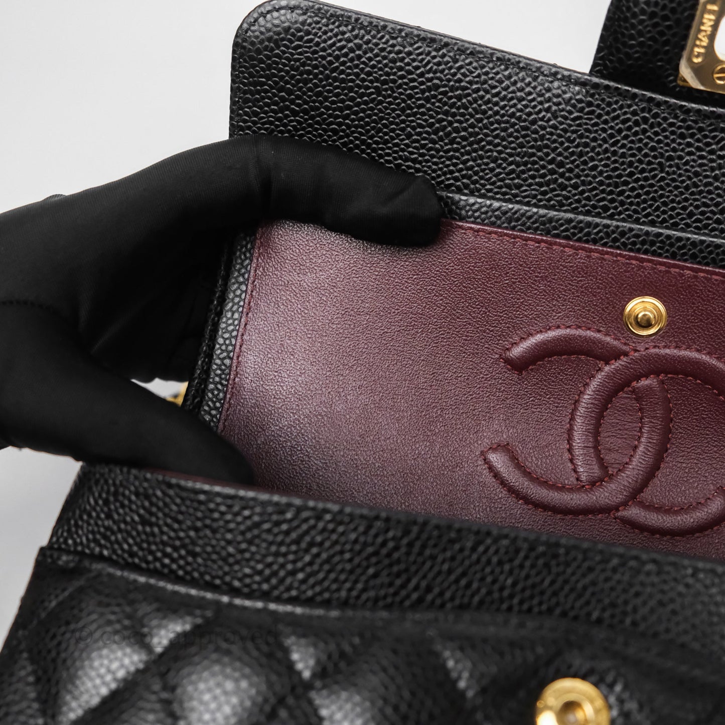 Chanel Small Classic Flap Quilted Black Caviar Gold Hardware