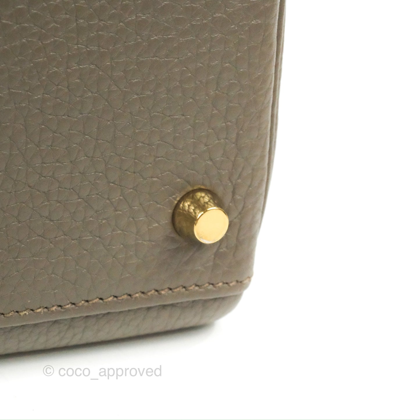 Hermès Kelly 35 Retourne Etain Clemence Gold Hardware