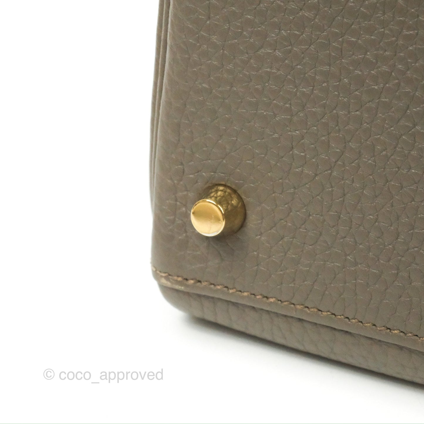 Hermès Kelly 35 Retourne Etain Clemence Gold Hardware