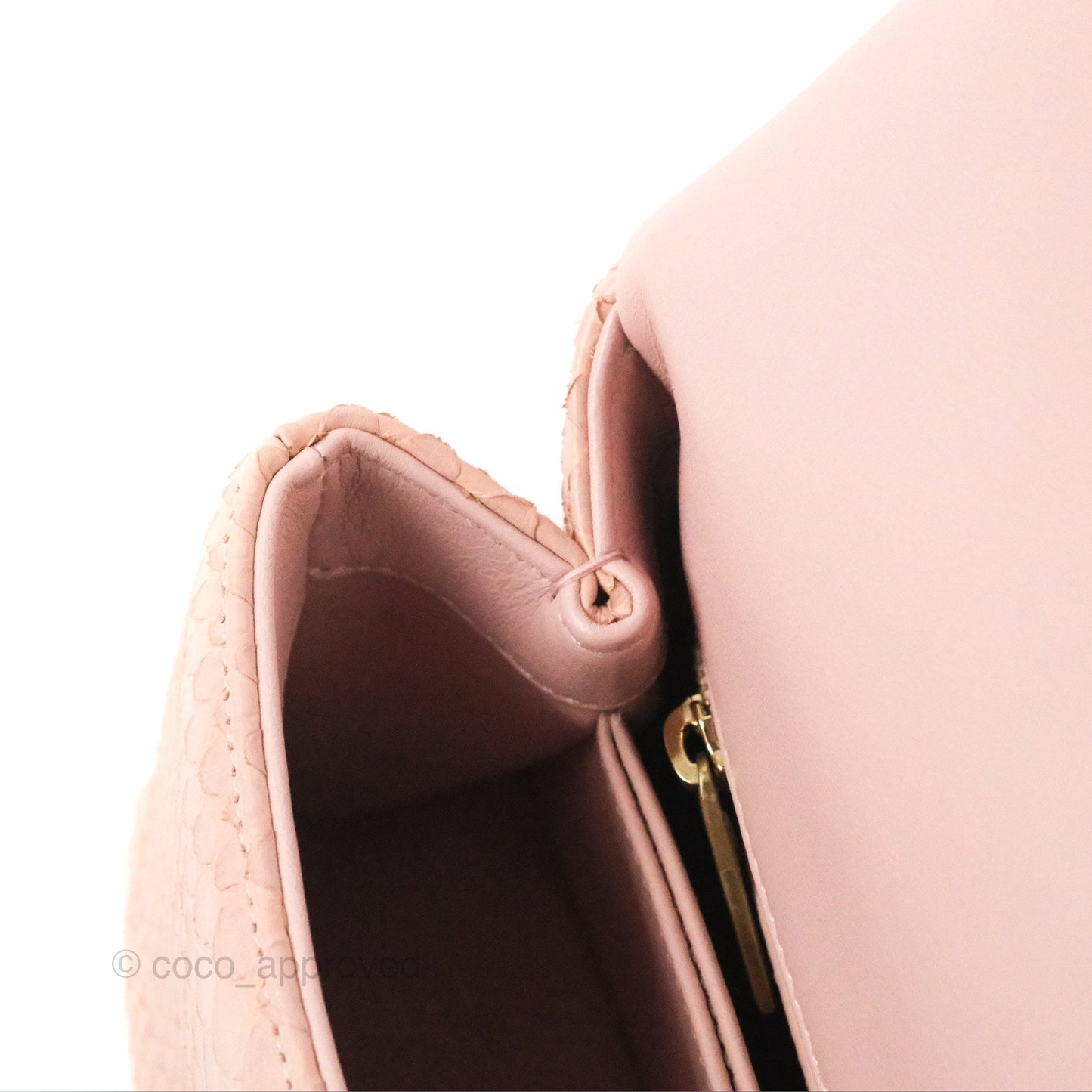 Chanel Small Coco Handle Baby Pink Python Aged Gold Hardware