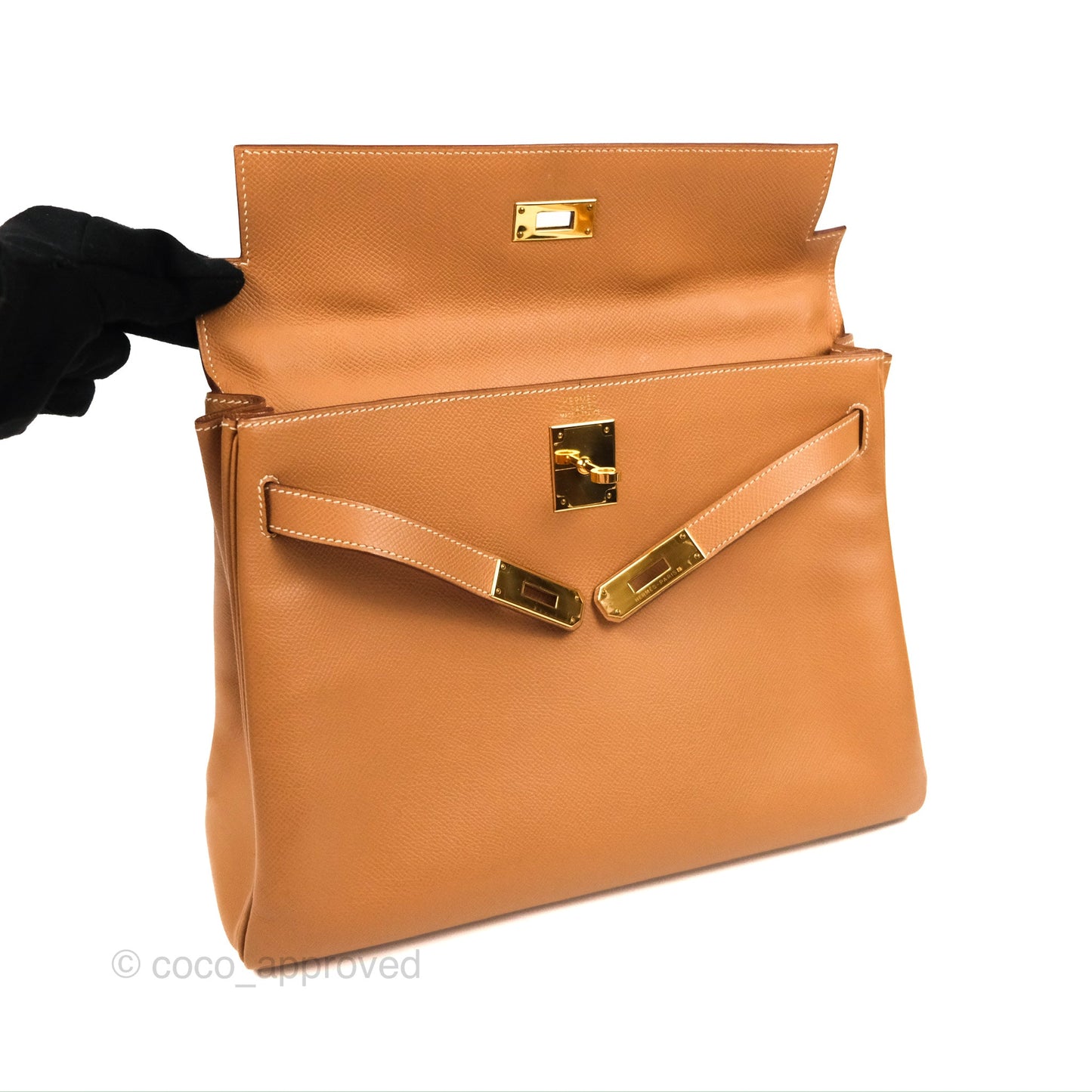 Hermès Kelly 32 Retourne Natural Epsom Gold Hardware
