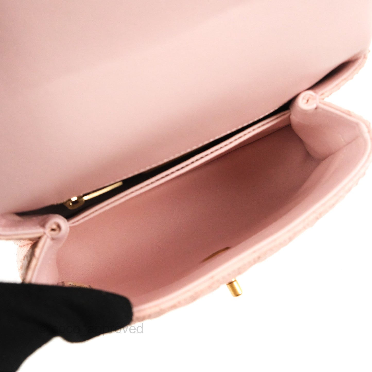 Chanel Small Coco Handle Baby Pink Python Aged Gold Hardware