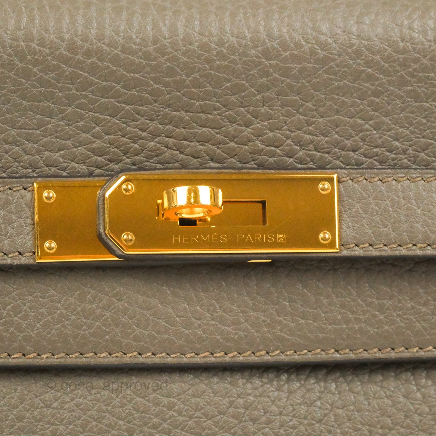Hermès Kelly 35 Retourne Etain Clemence Gold Hardware