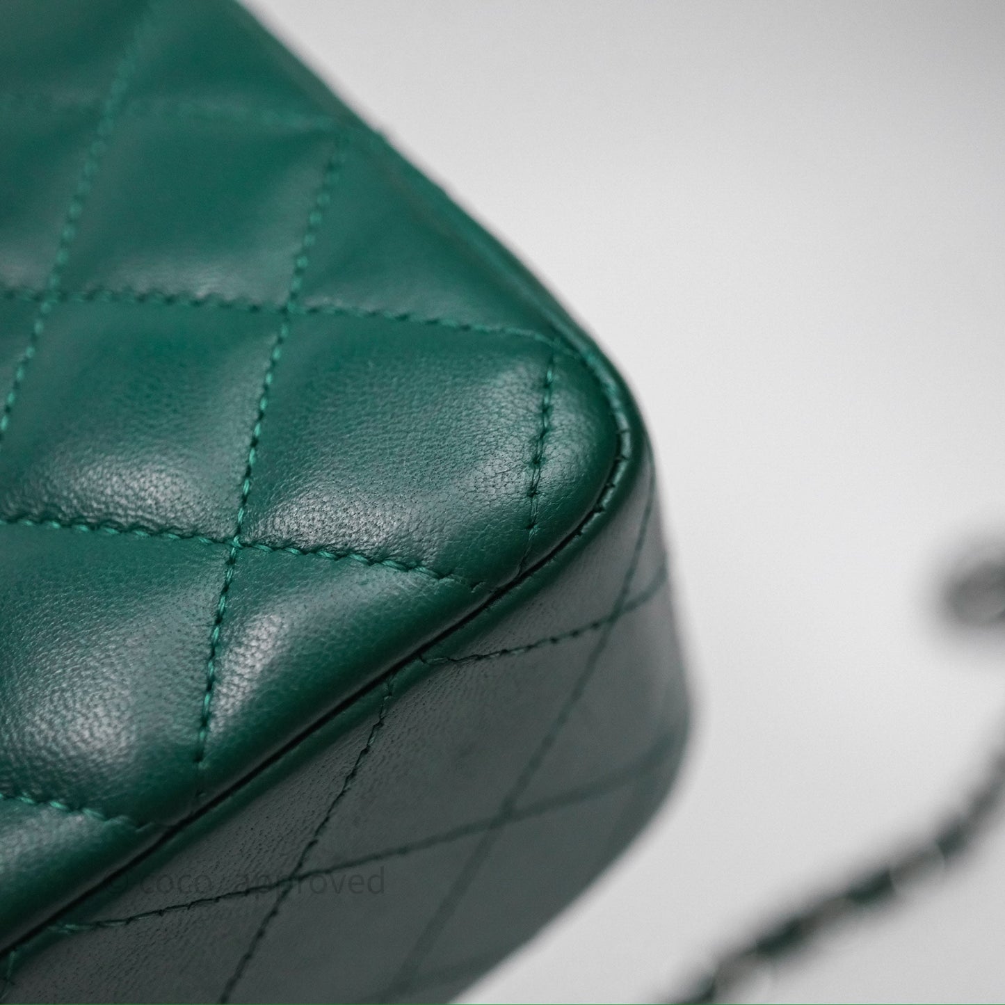 Chanel Mini Rectangular Quilted Lambskin Flap Bag Green Silver Hardware