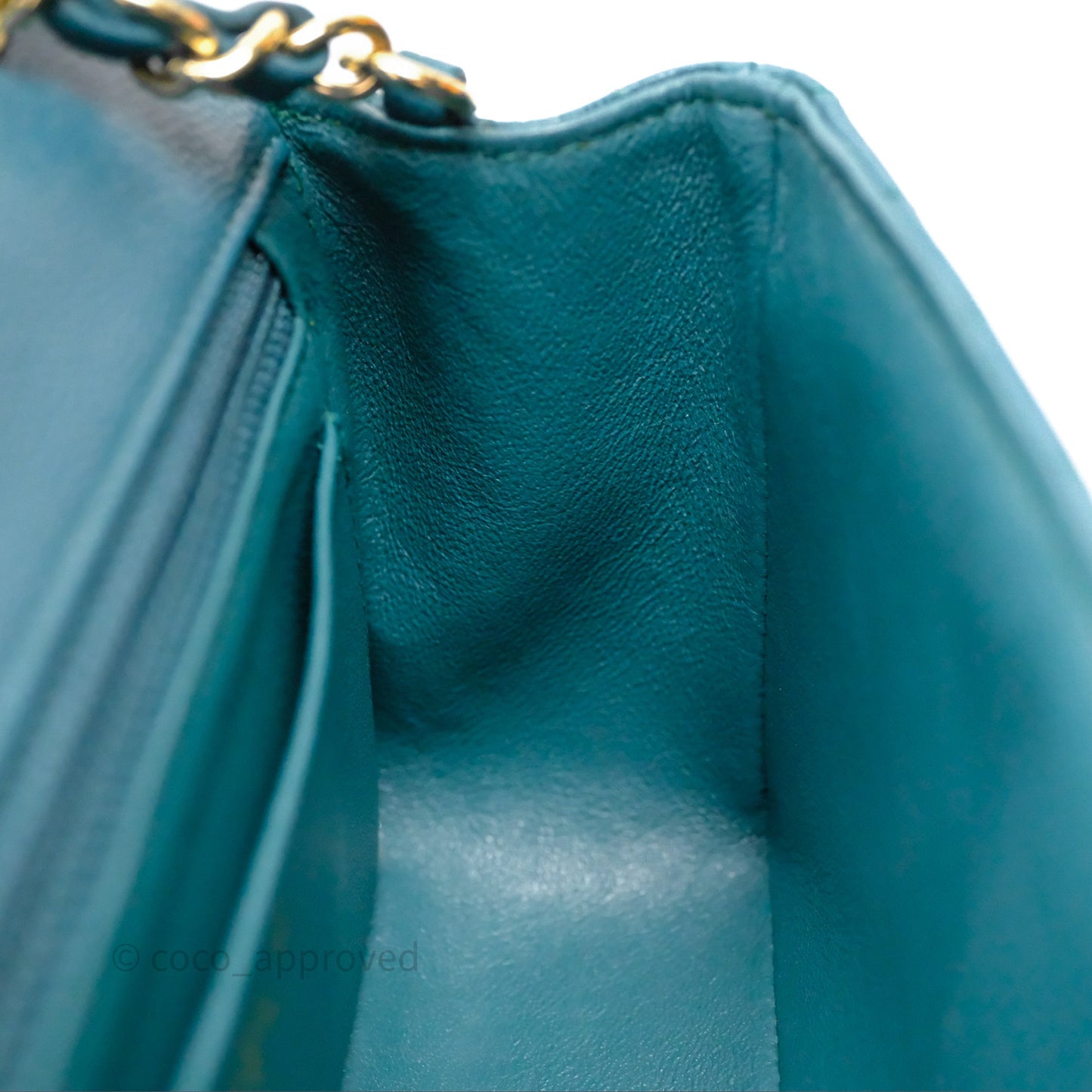 Chanel Mini Rectangular Chevron Caviar Flap Bag Green Gold Hardware