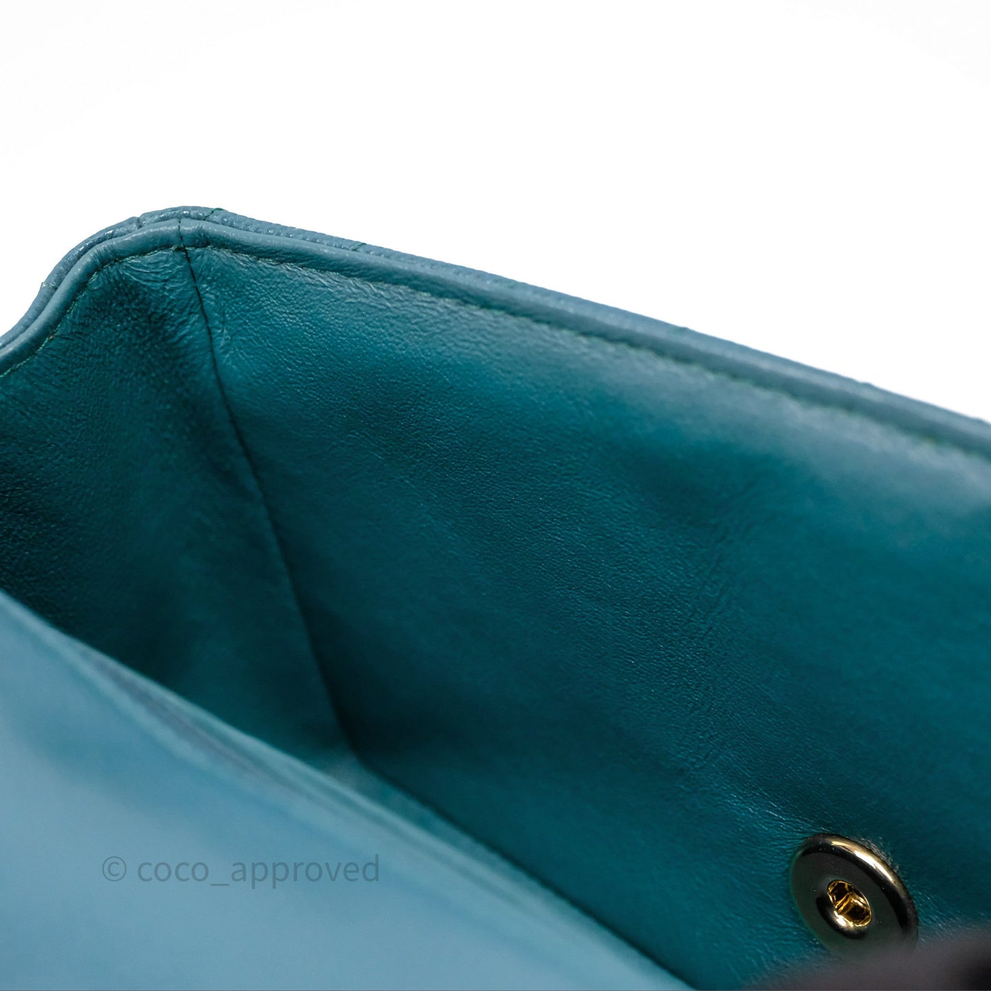 Chanel Mini Rectangular Chevron Caviar Flap Bag Green Gold Hardware